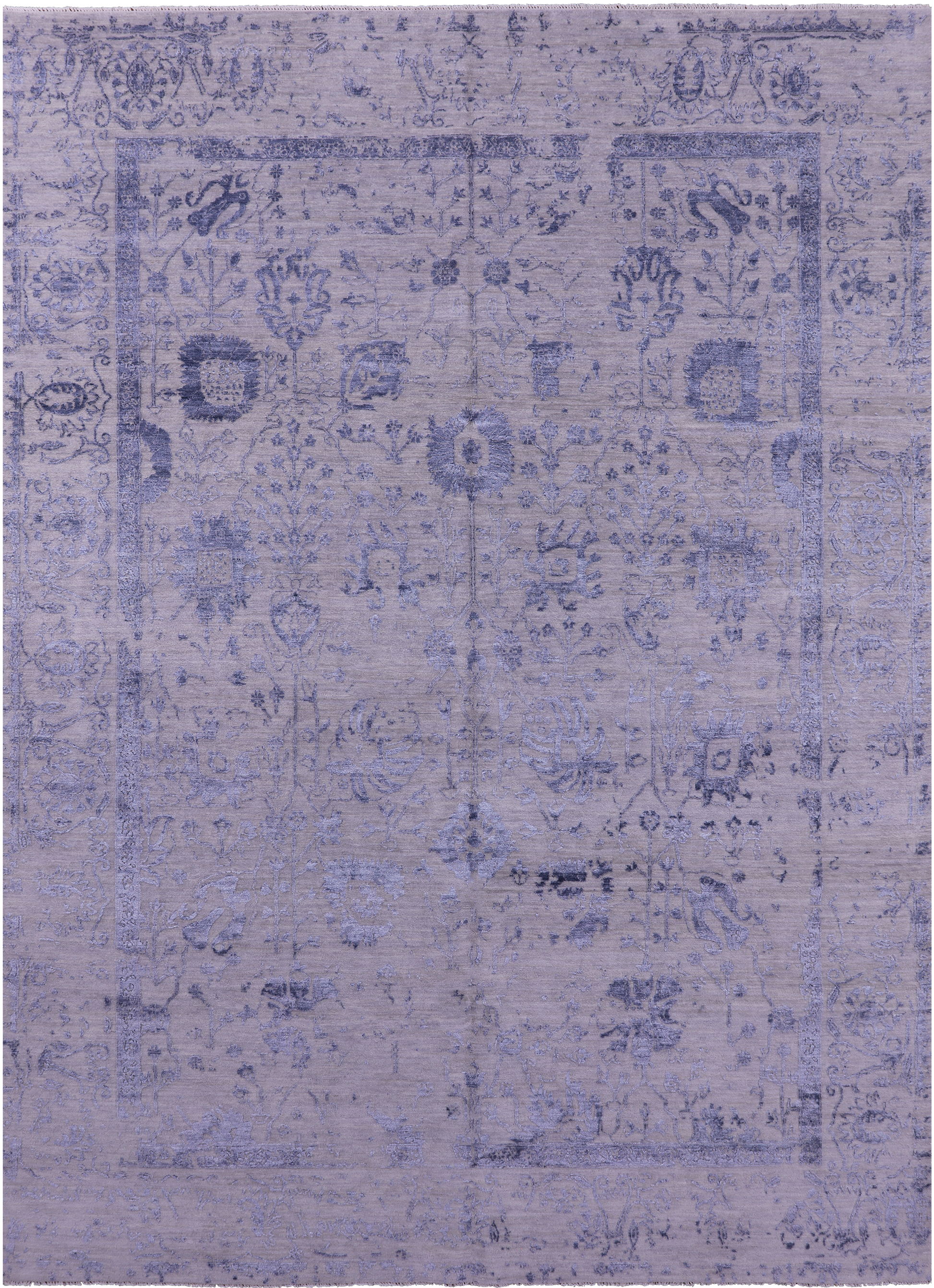Grey Modern Handmade Wool & Silk Rug - 8' 11" X 12' 3" - Golden Nile