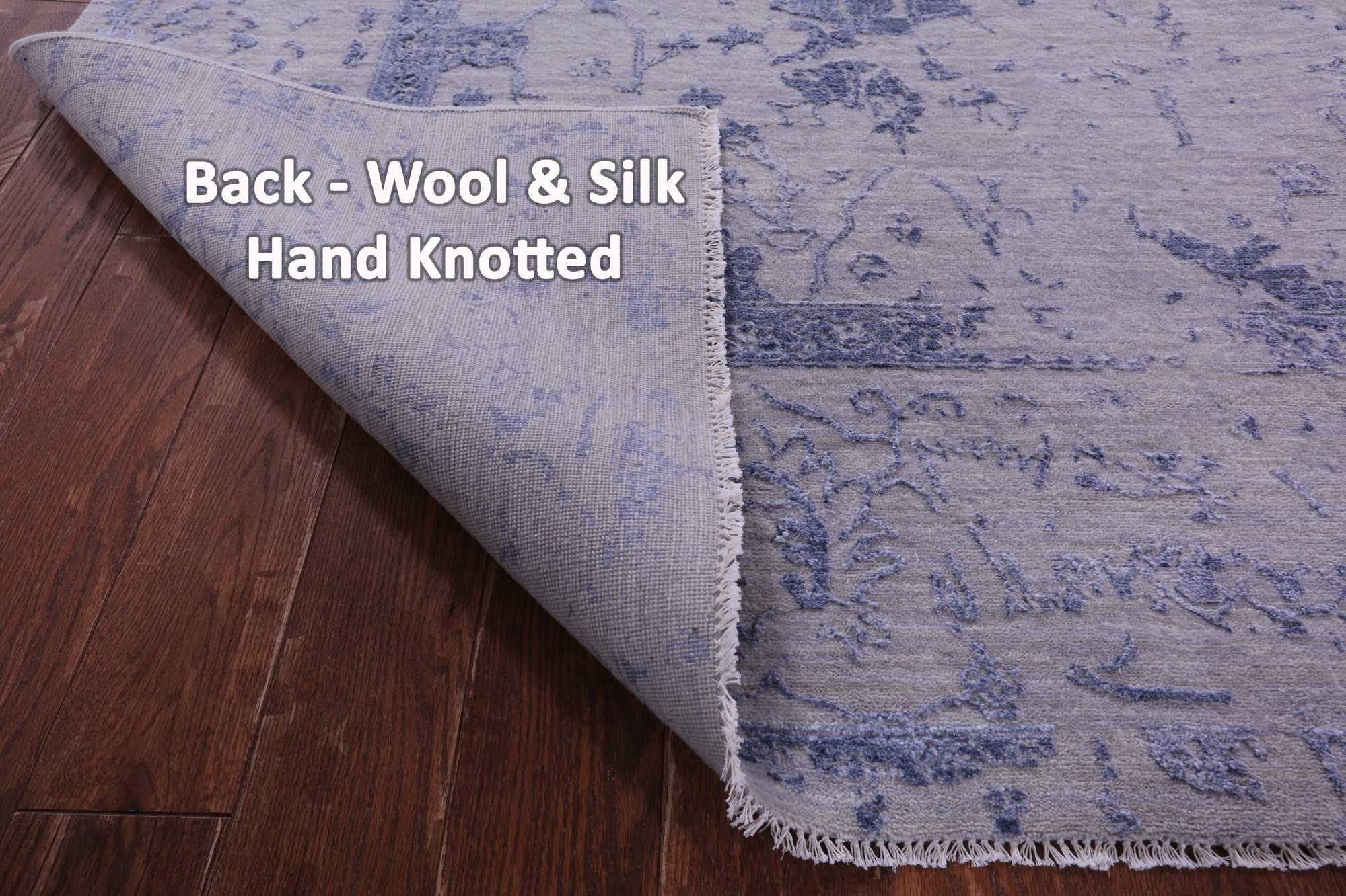 Grey Modern Handmade Wool & Silk Rug - 8' 11" X 12' 3" - Golden Nile