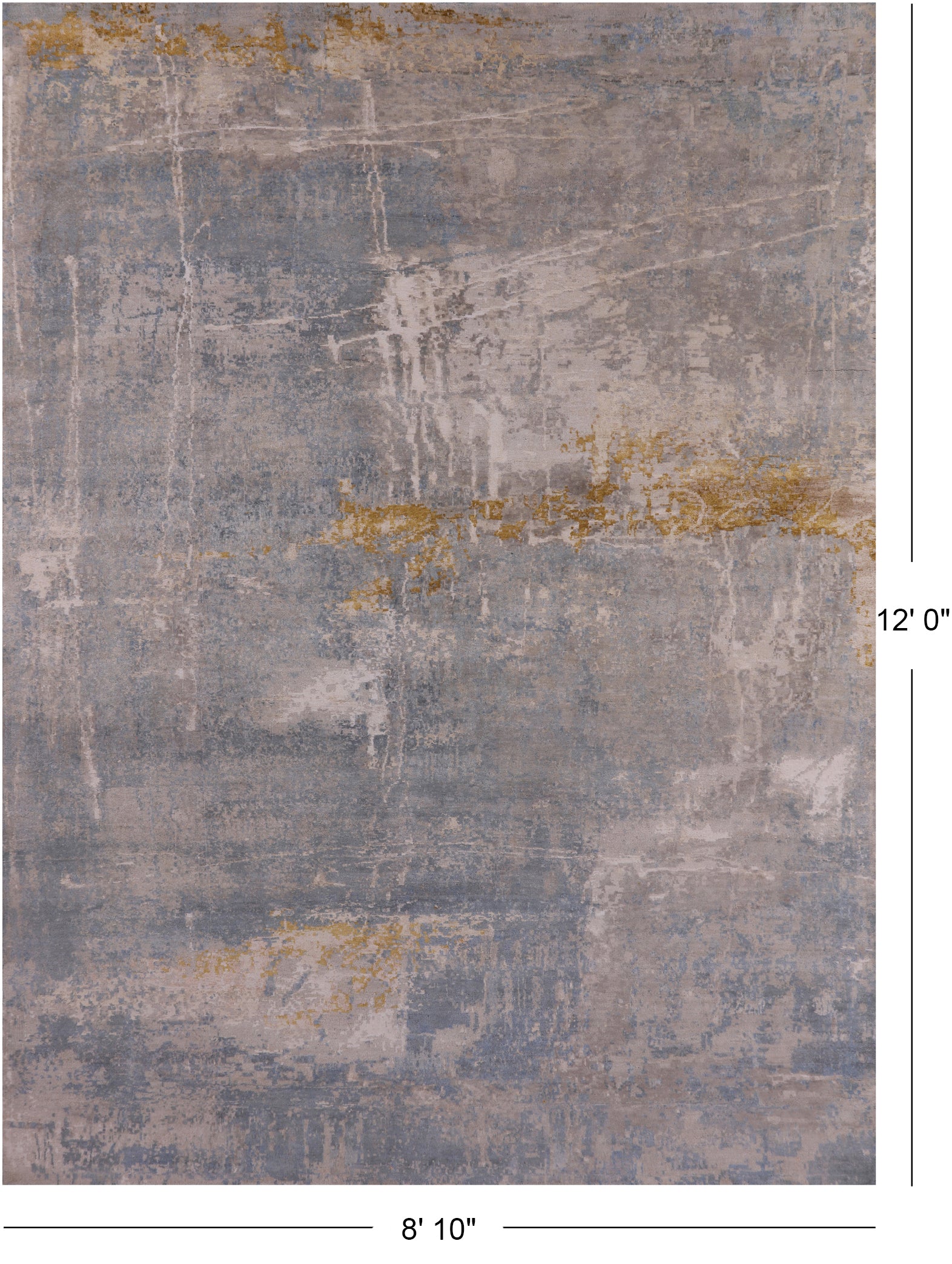 Modern Hand Knotted Wool & Silk Rug - 8' 10" X 12' 0" - Golden Nile