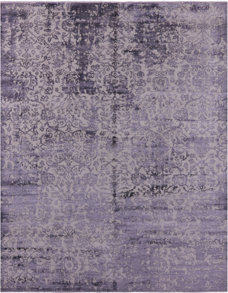 Grey Modern Hand Knotted Wool & Silk Rug - 7' 10" X 10' 1" - Golden Nile