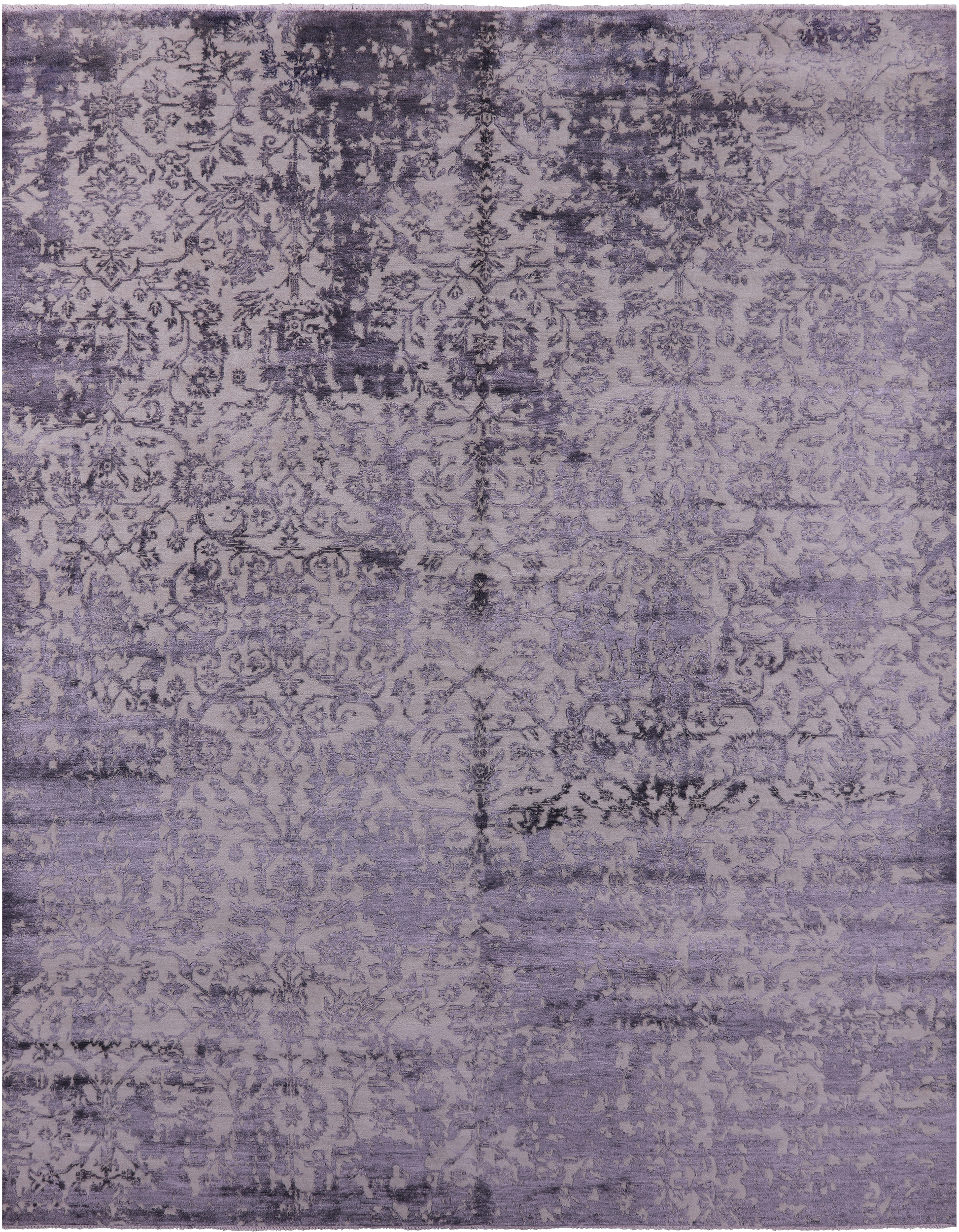 Grey Modern Hand Knotted Wool & Silk Rug - 7' 10" X 10' 1" - Golden Nile