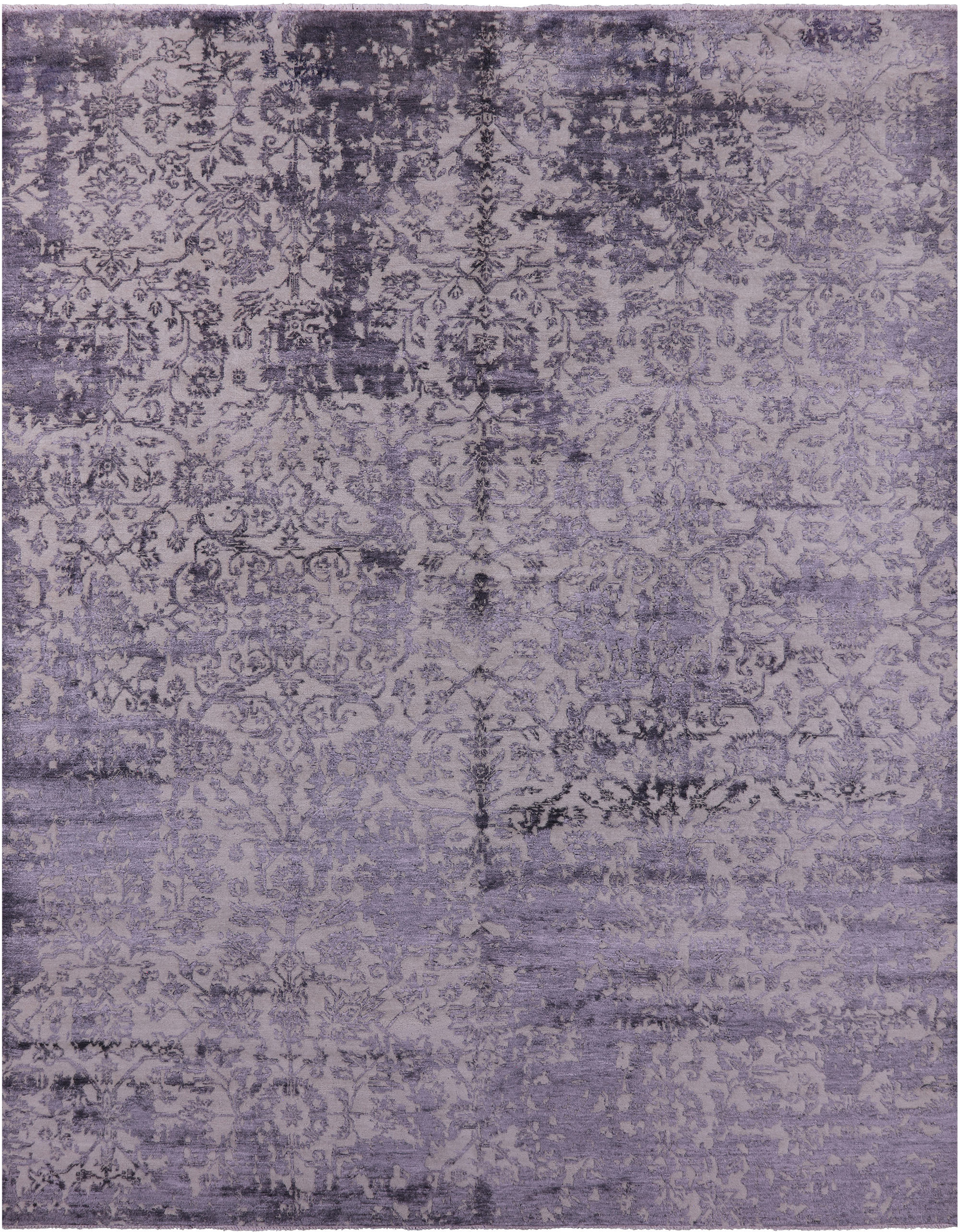 Grey Modern Hand Knotted Wool & Silk Rug - 7' 10" X 10' 1" - Golden Nile