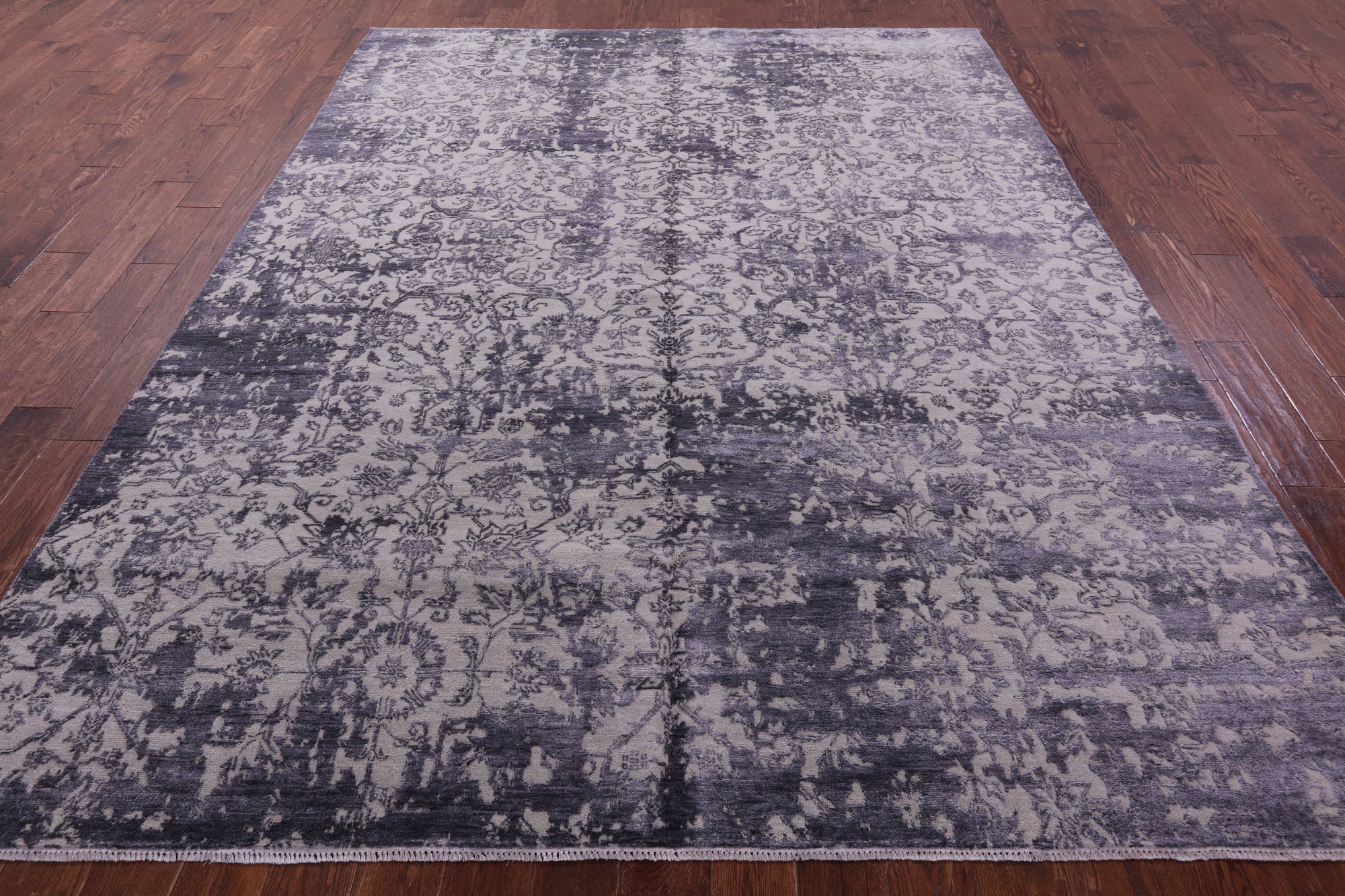 Grey Modern Hand Knotted Wool & Silk Rug - 7' 10" X 10' 1" - Golden Nile