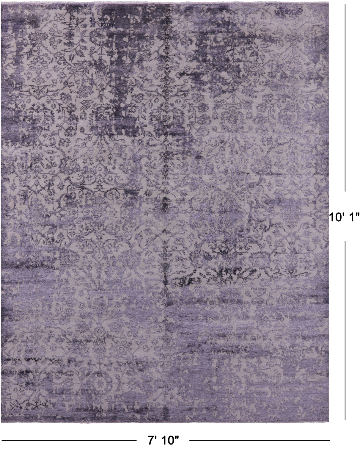 Grey Modern Hand Knotted Wool & Silk Rug - 7' 10" X 10' 1" - Golden Nile