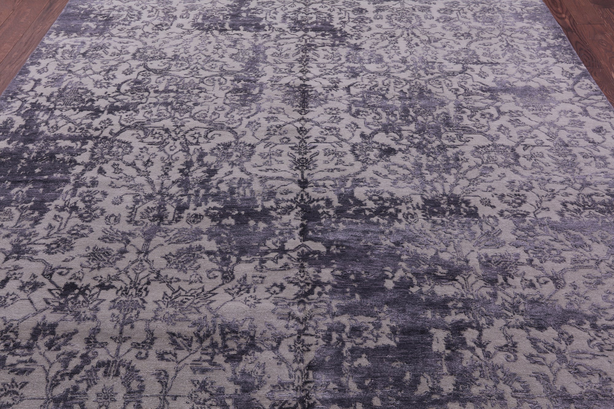 Grey Modern Hand Knotted Wool & Silk Rug - 7' 10" X 10' 1" - Golden Nile