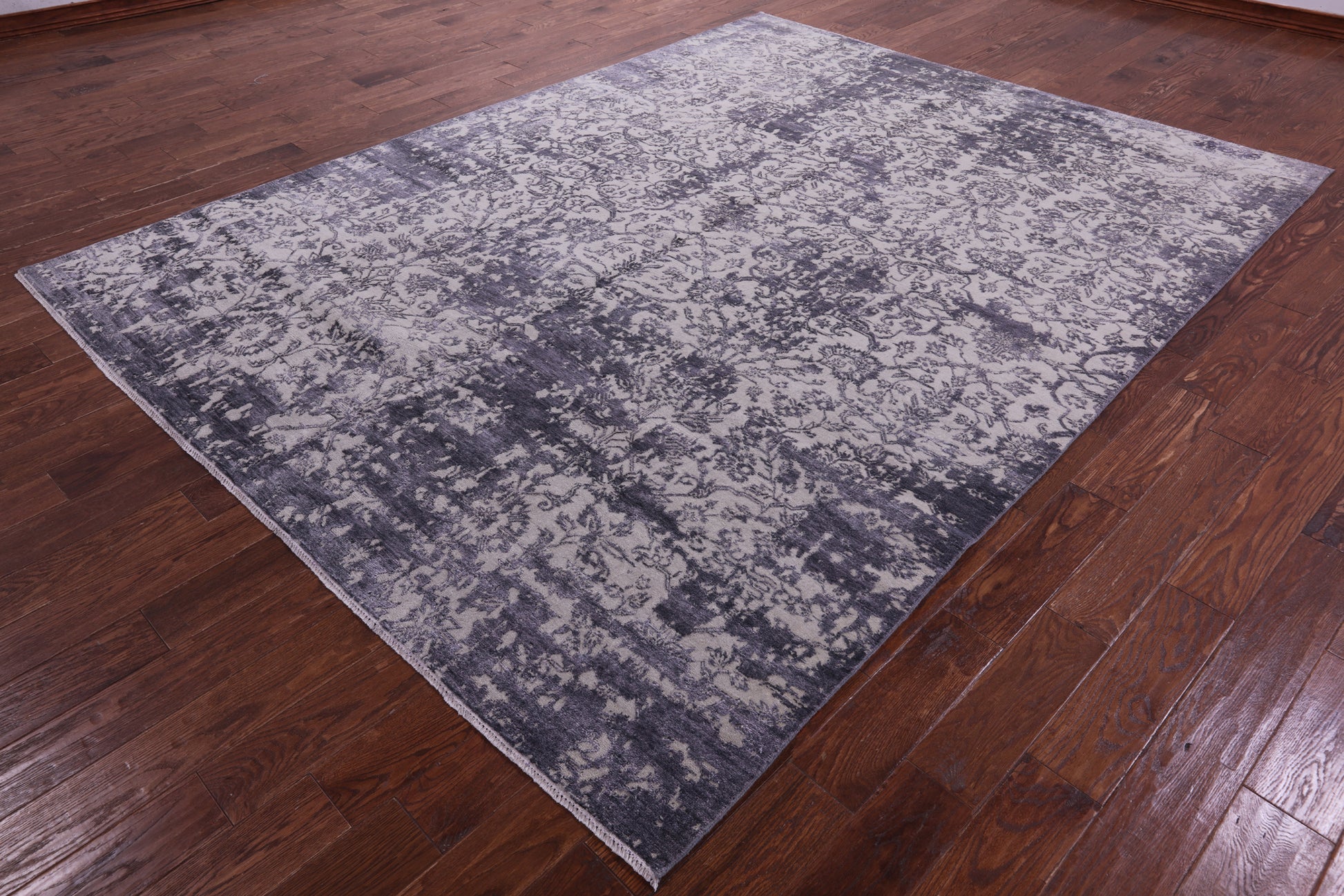 Grey Modern Hand Knotted Wool & Silk Rug - 7' 10" X 10' 1" - Golden Nile
