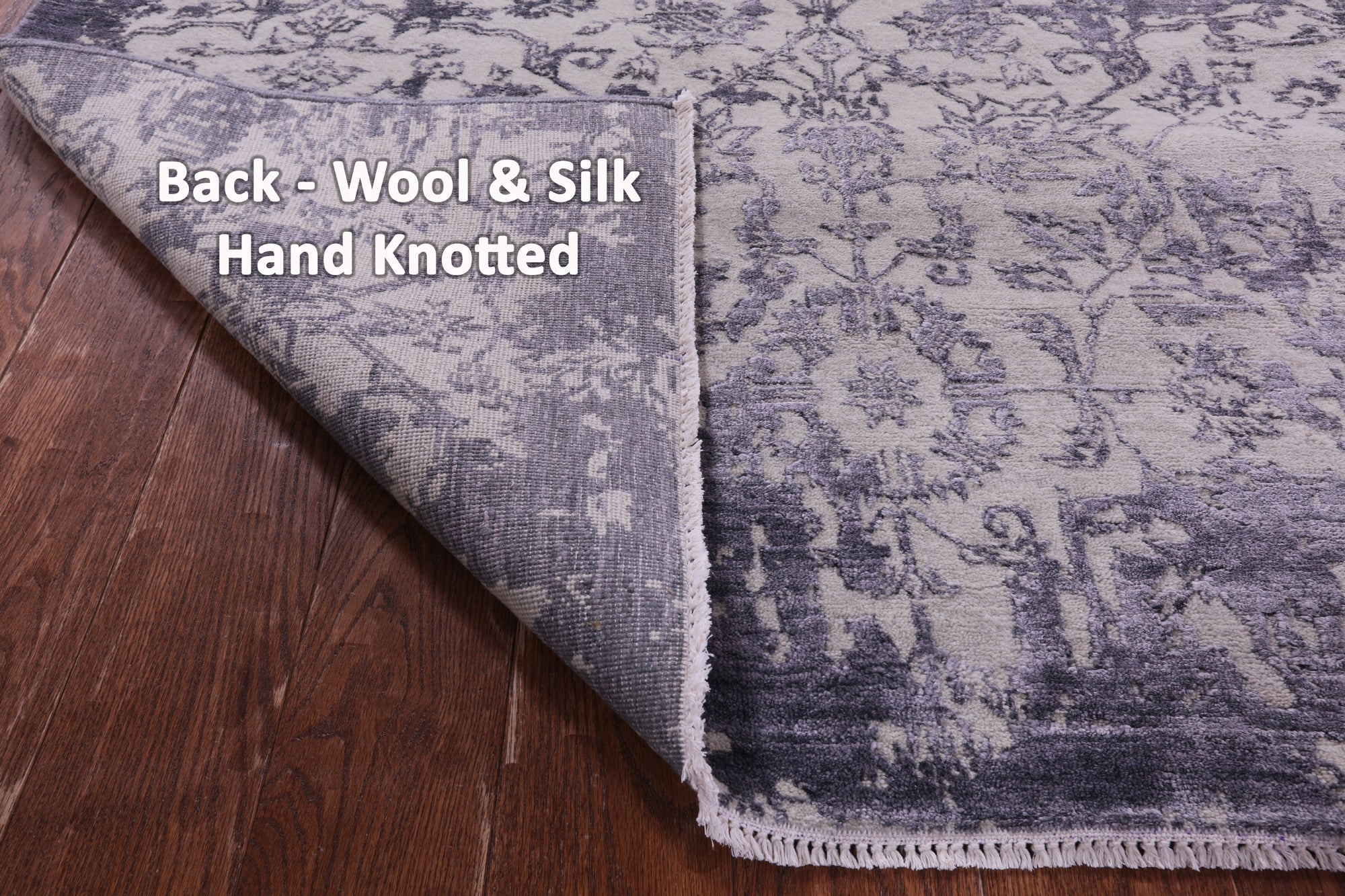 Grey Modern Hand Knotted Wool & Silk Rug - 7' 10" X 10' 1" - Golden Nile