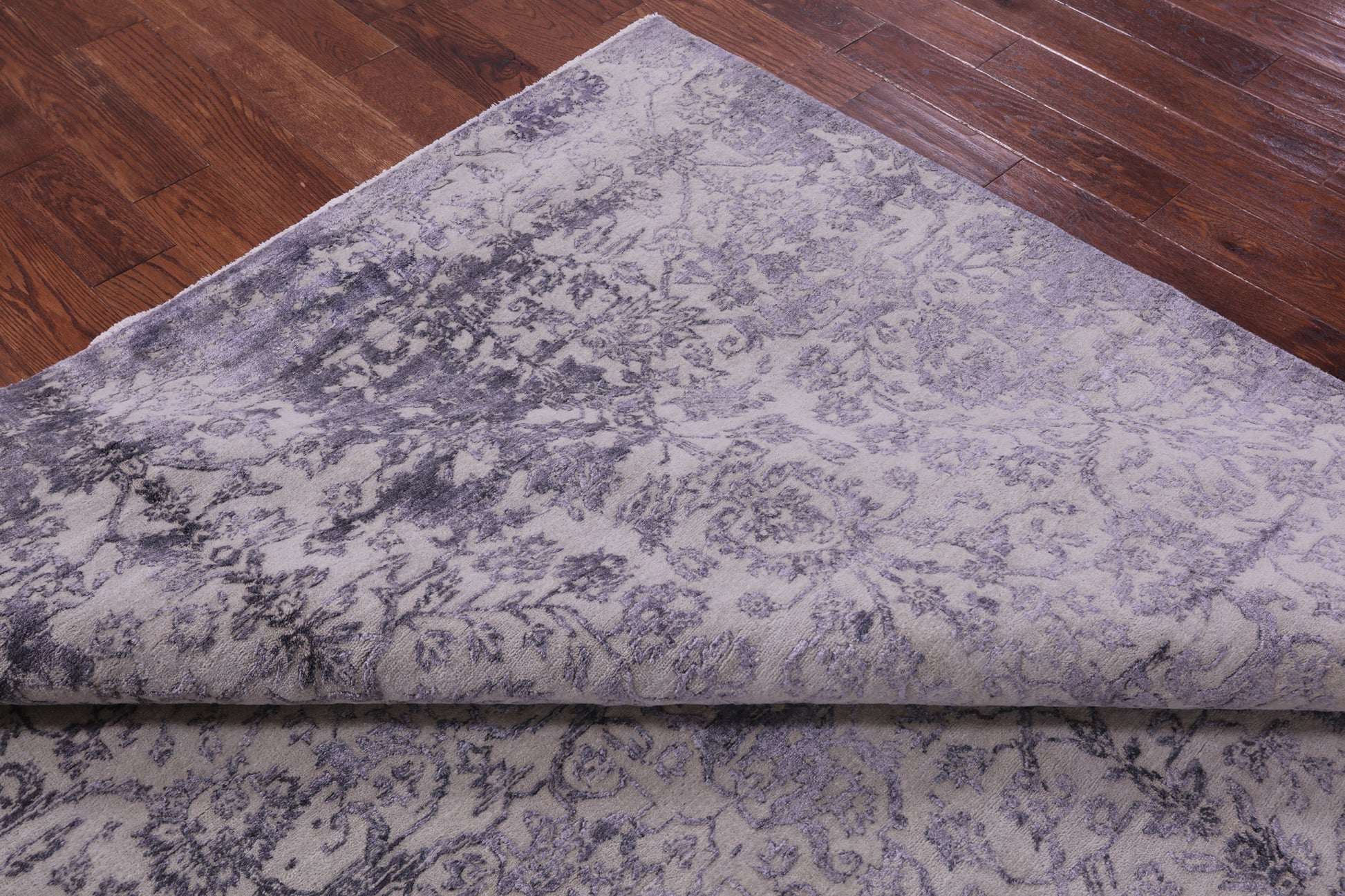 Grey Modern Hand Knotted Wool & Silk Rug - 7' 10" X 10' 1" - Golden Nile
