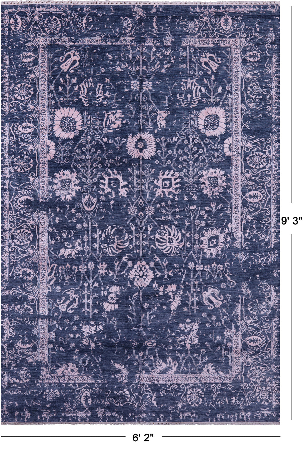 Grey Modern Hand Knotted Wool & Silk Rug - 6' 2" X 9' 3" - Golden Nile