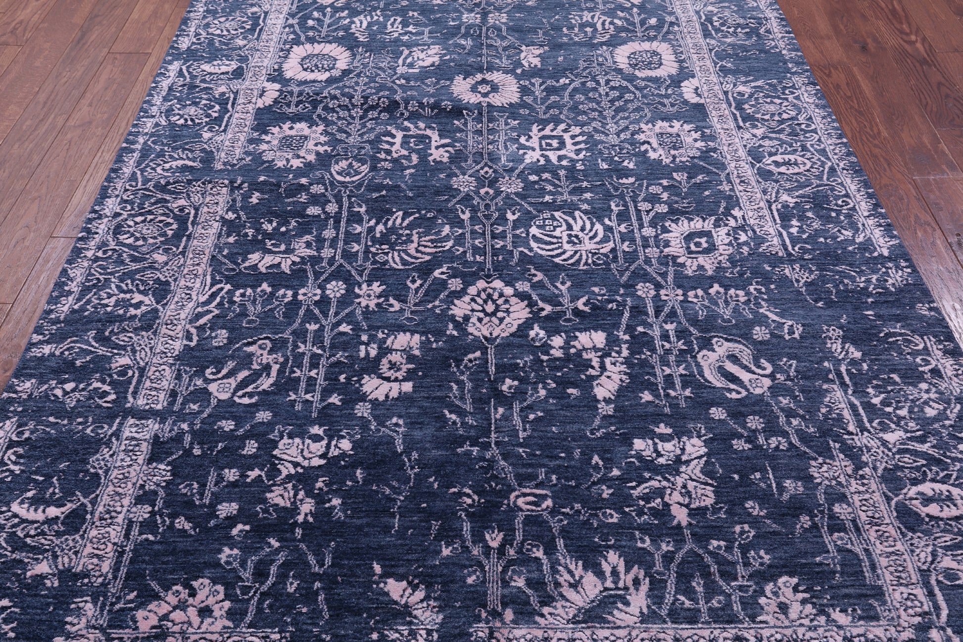 Grey Modern Hand Knotted Wool & Silk Rug - 6' 2" X 9' 3" - Golden Nile