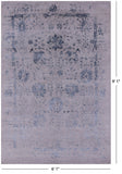 Grey Modern Handmade Wool & Silk Rug - 6' 1" X 9' 1" - Golden Nile