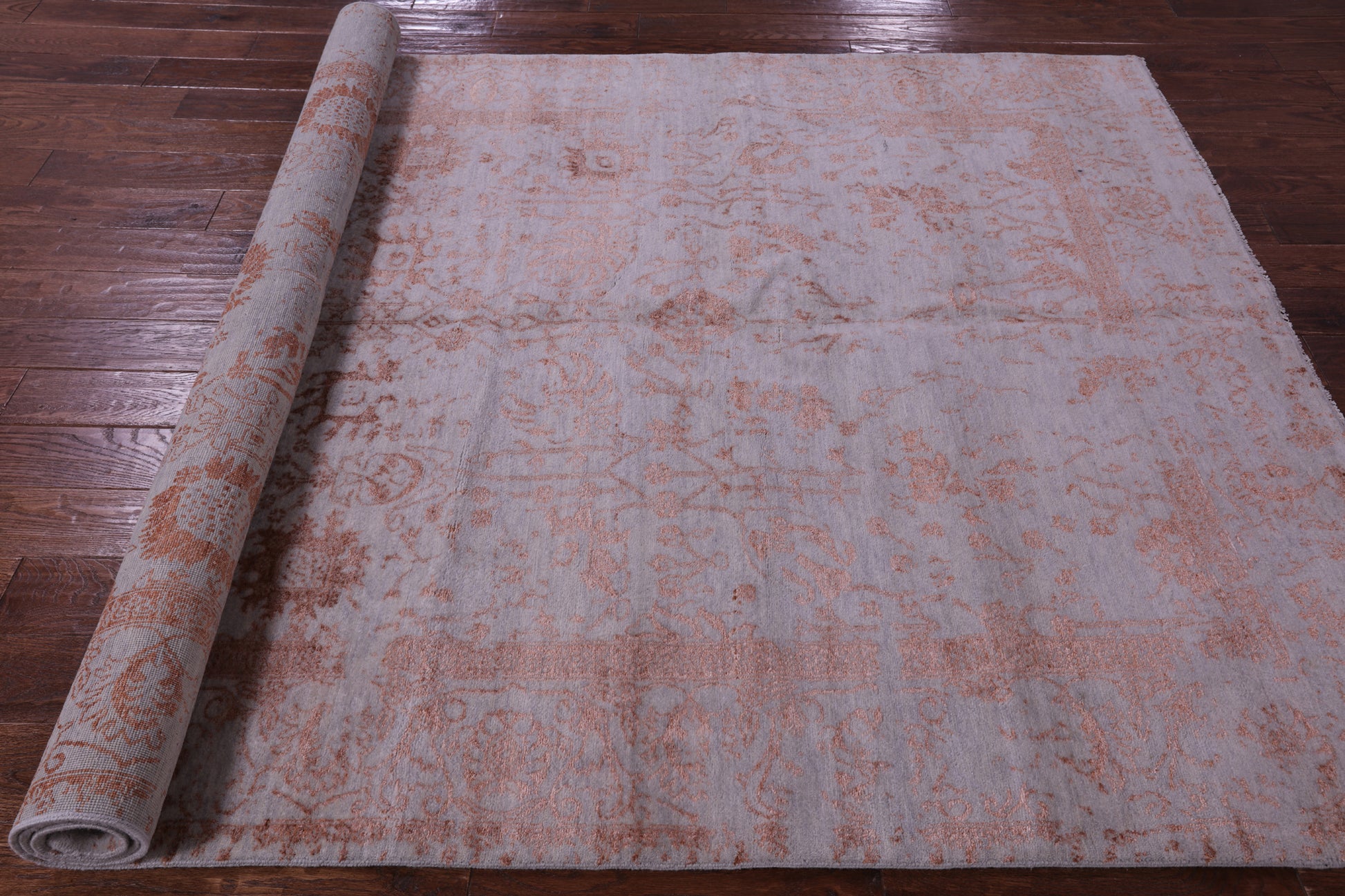 Grey Modern Handmade Wool & Silk Rug - 6' 2" X 9' 2" - Golden Nile