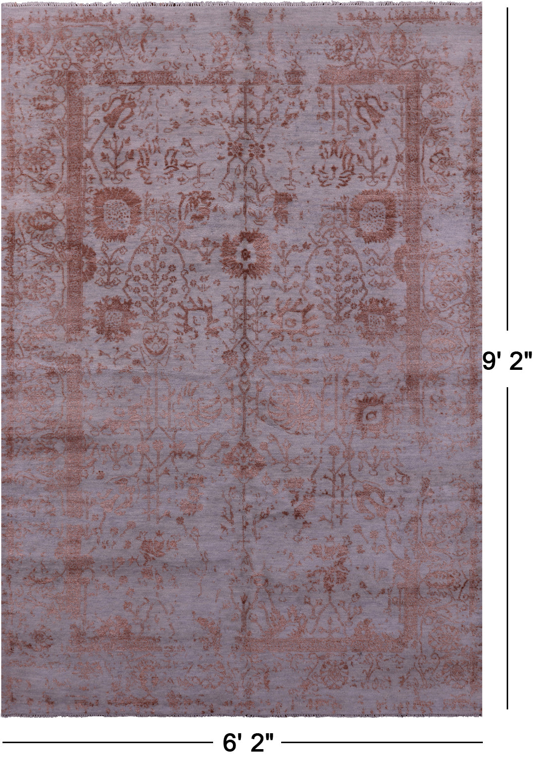 Grey Modern Handmade Wool & Silk Rug - 6' 2" X 9' 2" - Golden Nile