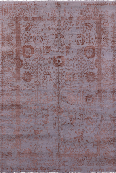 Grey Modern Handmade Wool & Silk Rug - 6' 2" X 9' 2" - Golden Nile