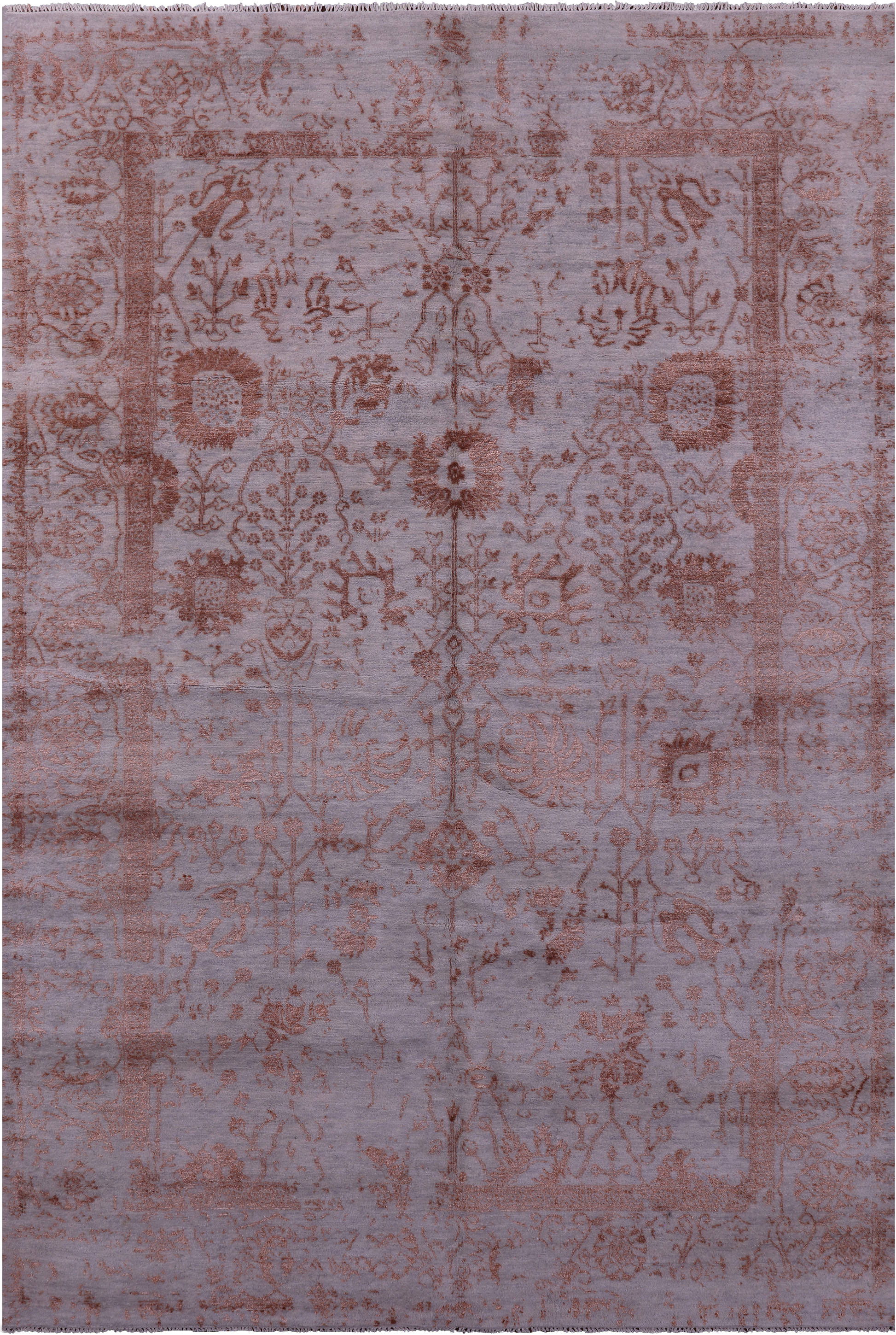 Grey Modern Handmade Wool & Silk Rug - 6' 2" X 9' 2" - Golden Nile