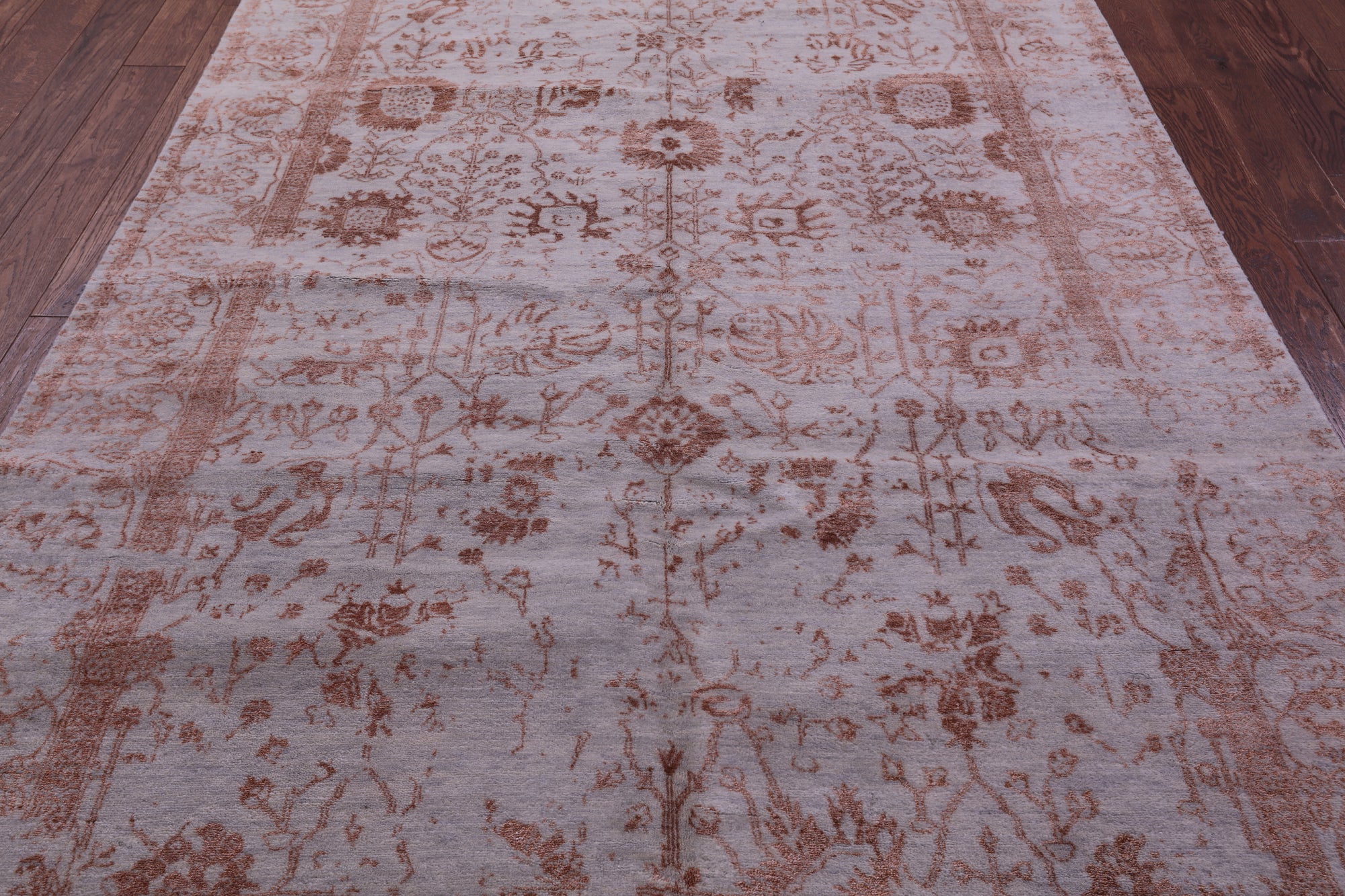 Grey Modern Handmade Wool & Silk Rug - 6' 2" X 9' 2" - Golden Nile