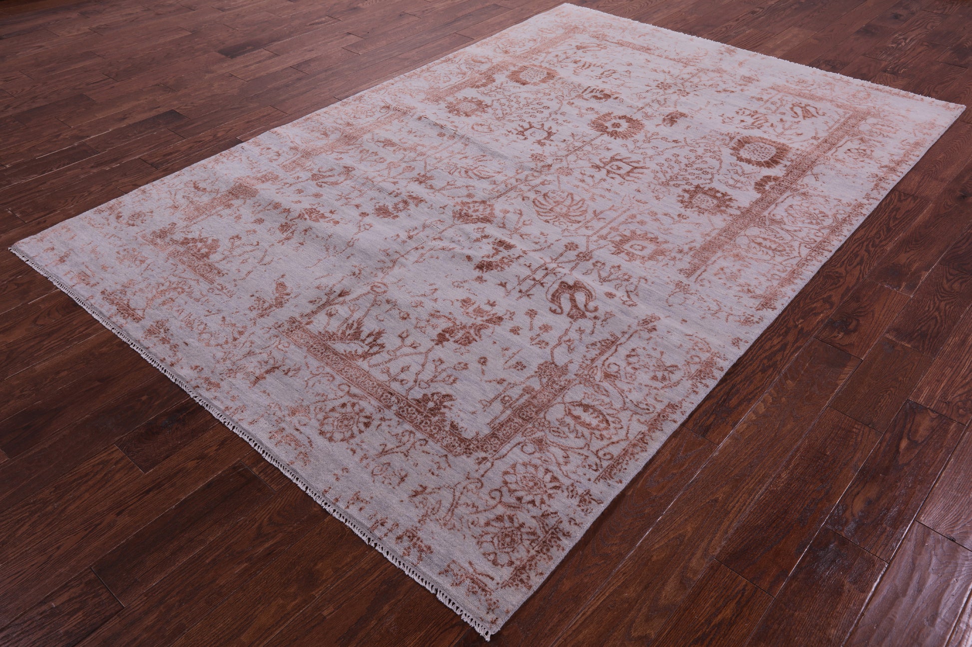 Grey Modern Handmade Wool & Silk Rug - 6' 2" X 9' 2" - Golden Nile