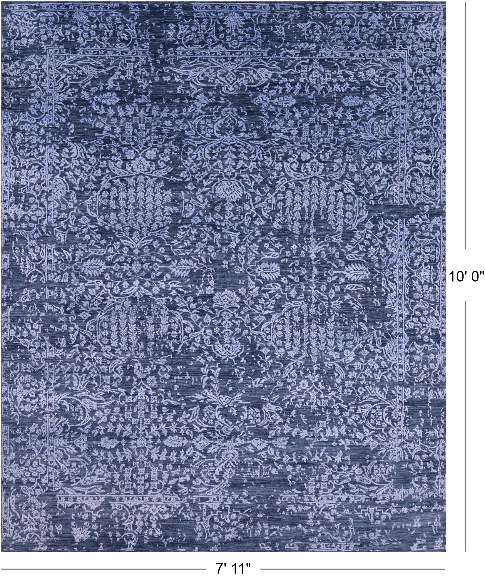 Blue Modern Handmade Wool & Silk Rug - 7' 11" X 10' 0" - Golden Nile