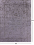 Grey Persian Hand Knotted Wool & Silk Rug - 9' 0" X 12' 1" - Golden Nile