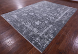 Grey Modern Handmade Wool & Silk Rug - 9' 1" X 11' 10" - Golden Nile