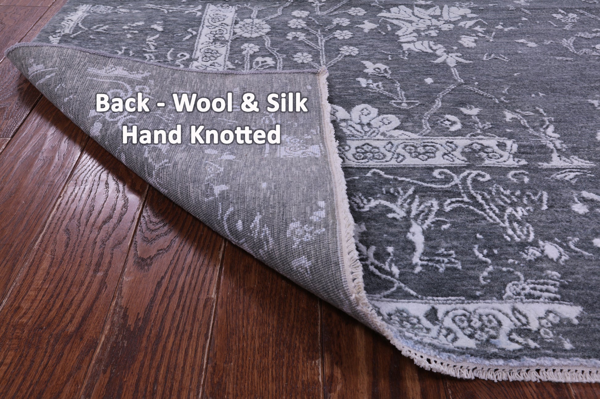 Grey Modern Handmade Wool & Silk Rug - 9' 1" X 11' 10" - Golden Nile