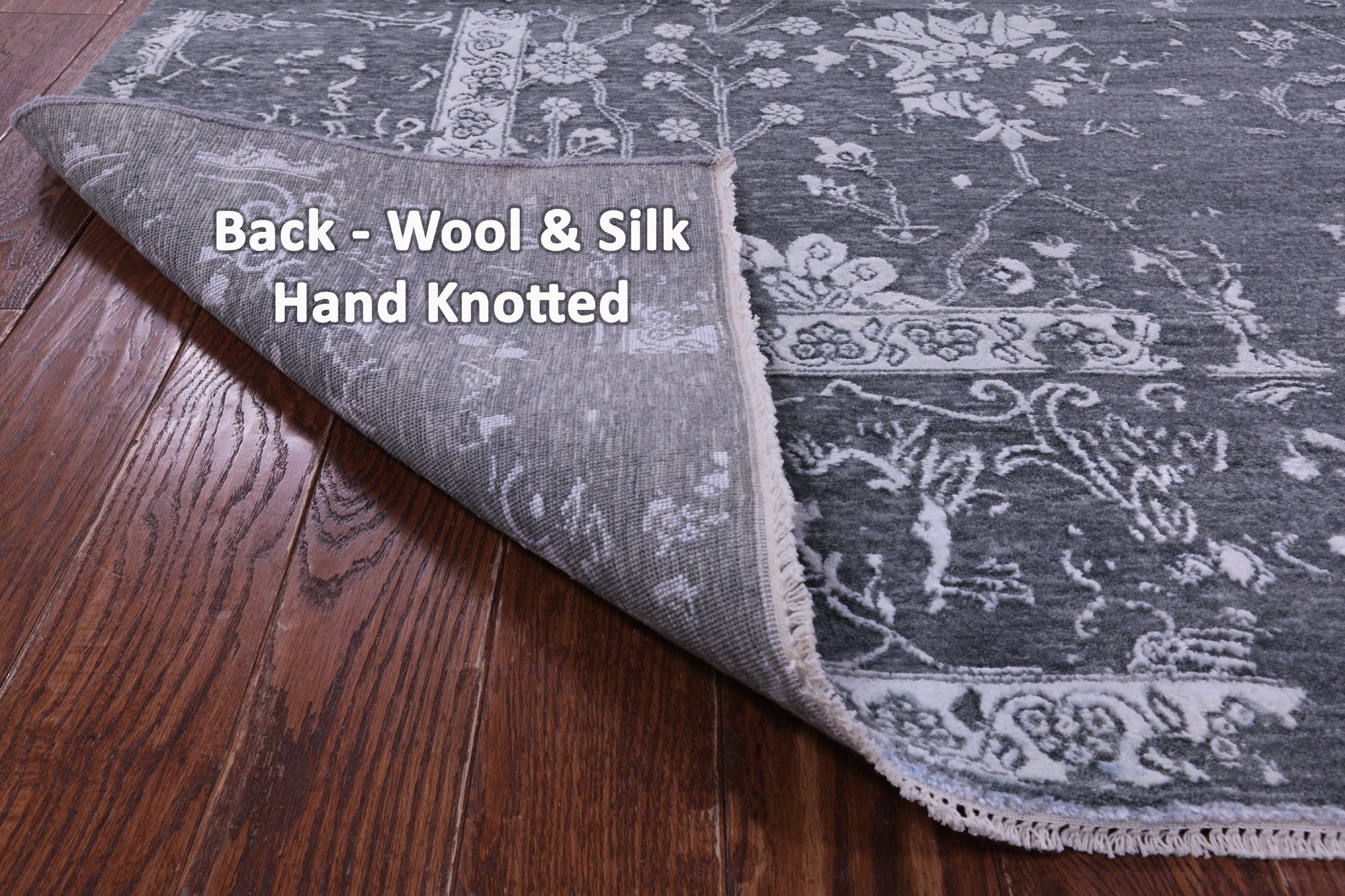 Grey Modern Handmade Wool & Silk Rug - 9' 1" X 11' 10" - Golden Nile