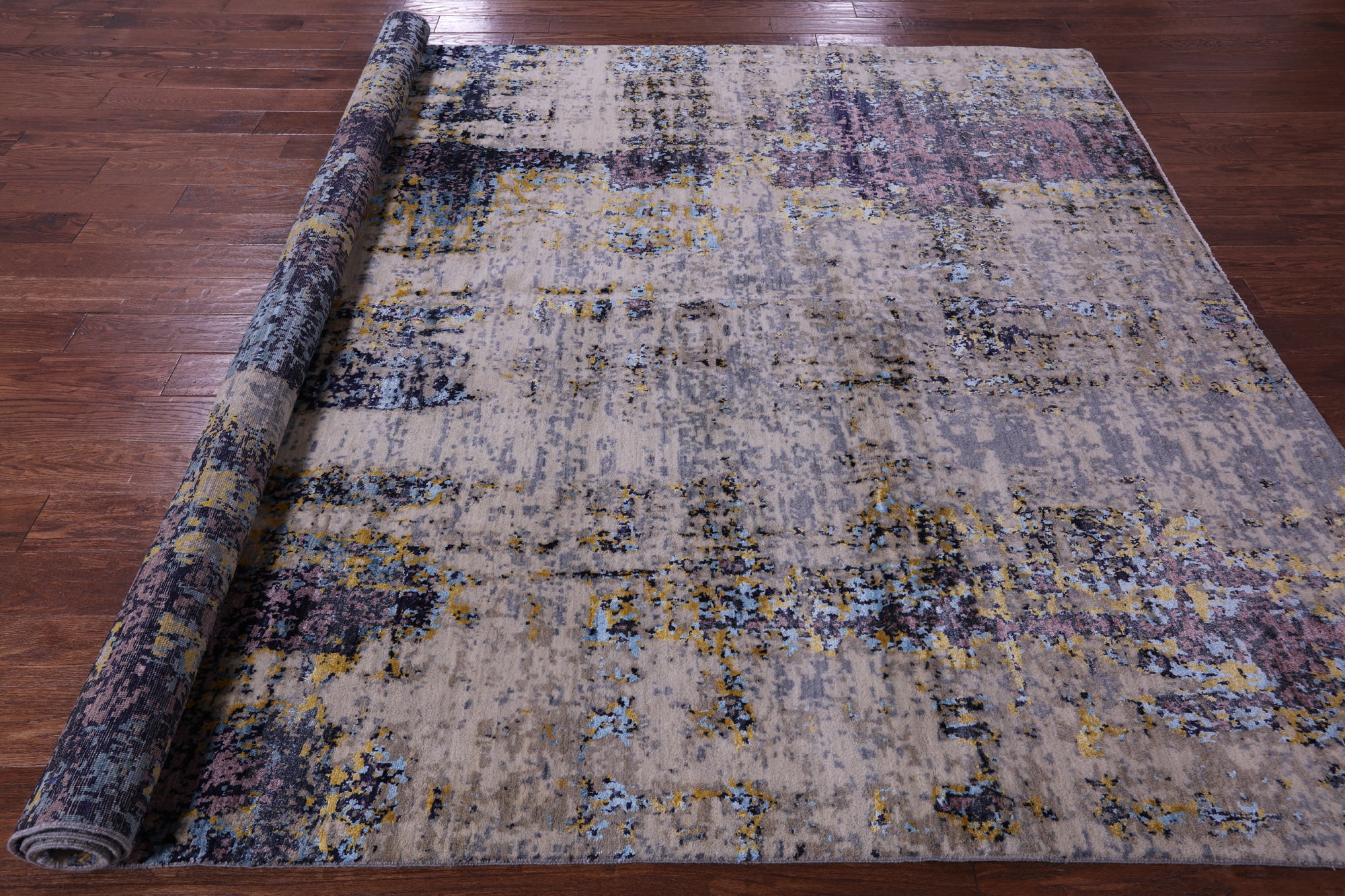 Modern Handmade Wool & Silk Rug - 8' 1" X 10' 1" - Golden Nile