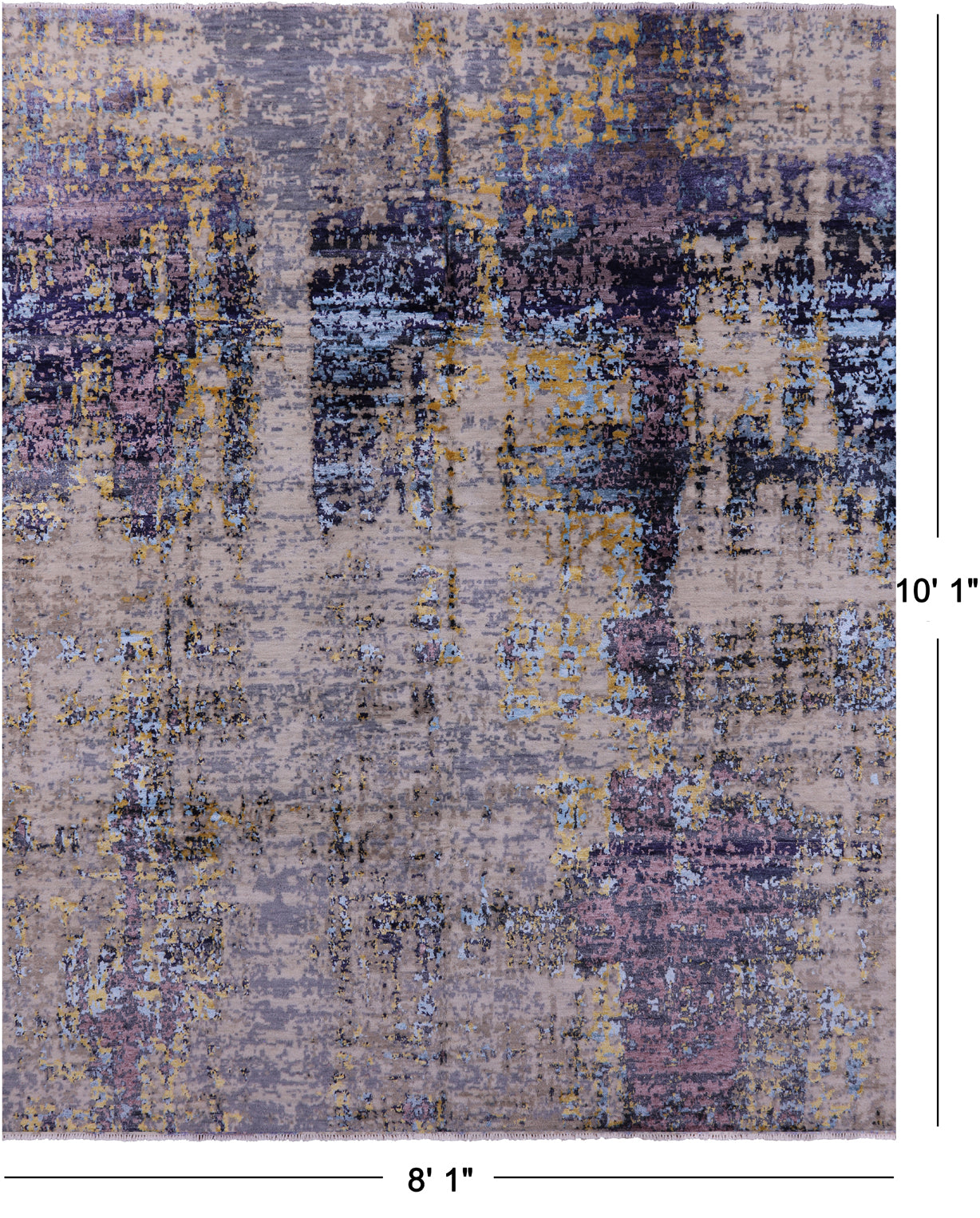 Modern Handmade Wool & Silk Rug - 8' 1" X 10' 1" - Golden Nile