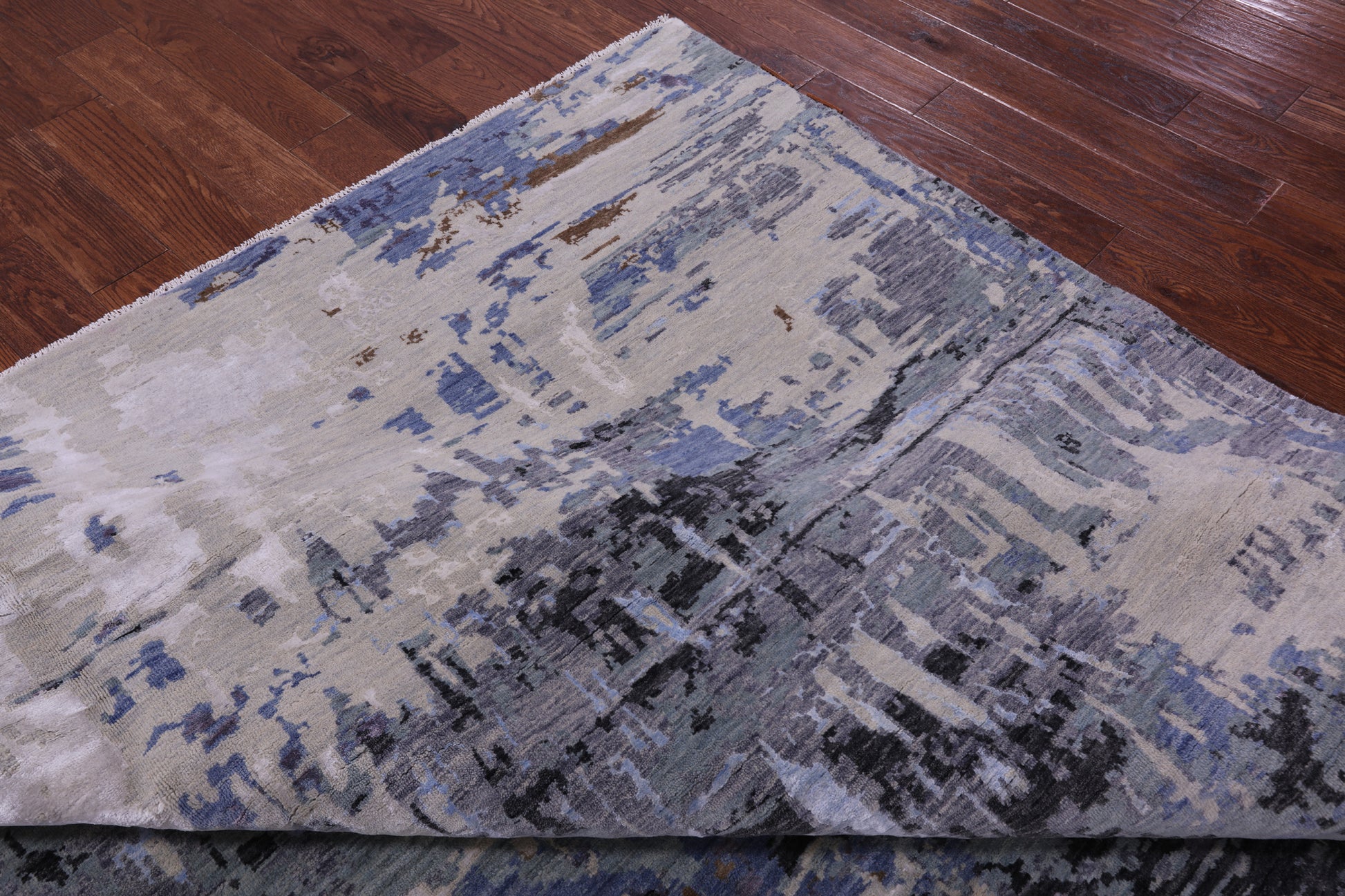Modern Hand Knotted Wool & Silk Rug - 9' 0" X 11' 11" - Golden Nile