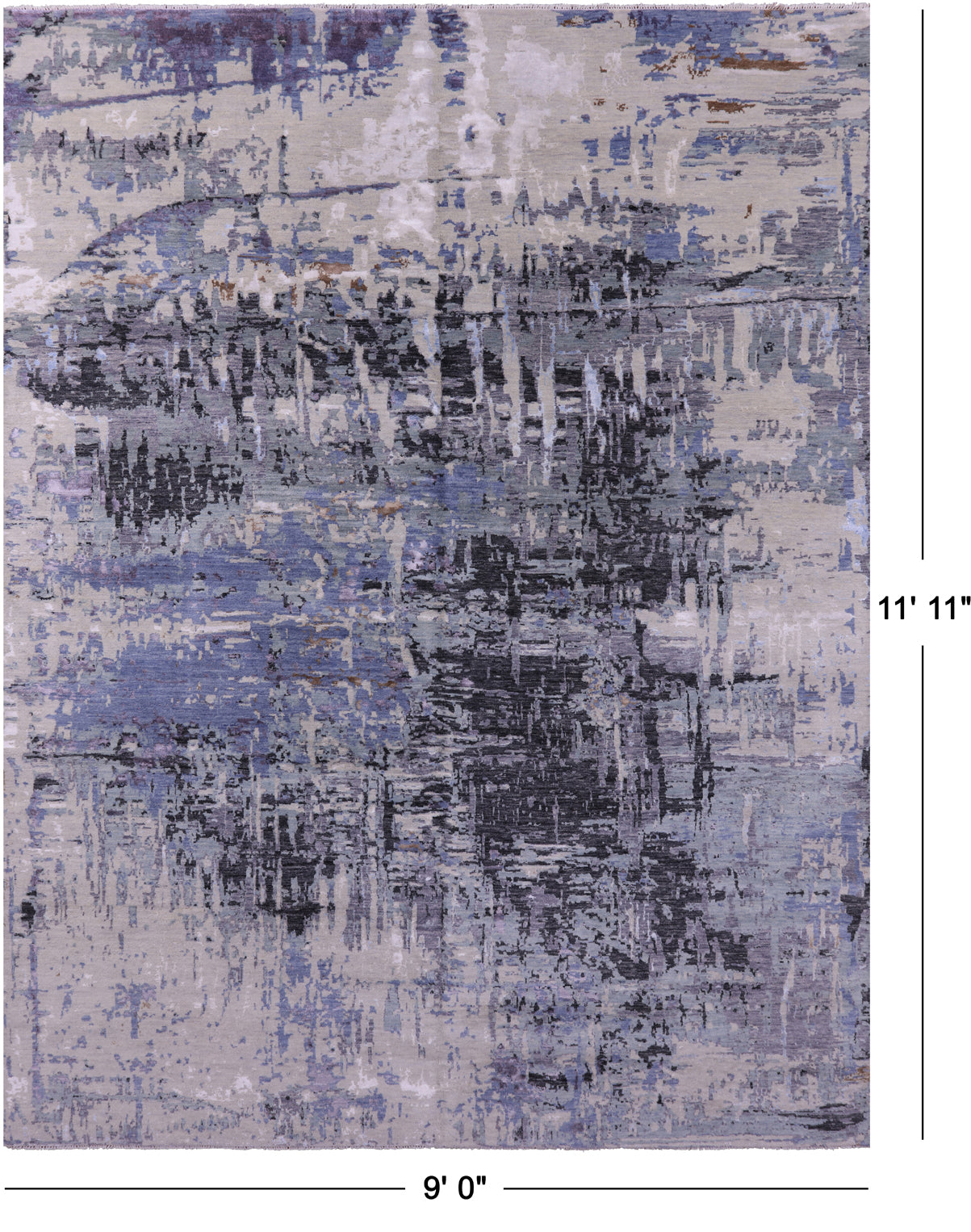 Modern Hand Knotted Wool & Silk Rug - 9' 0" X 11' 11" - Golden Nile