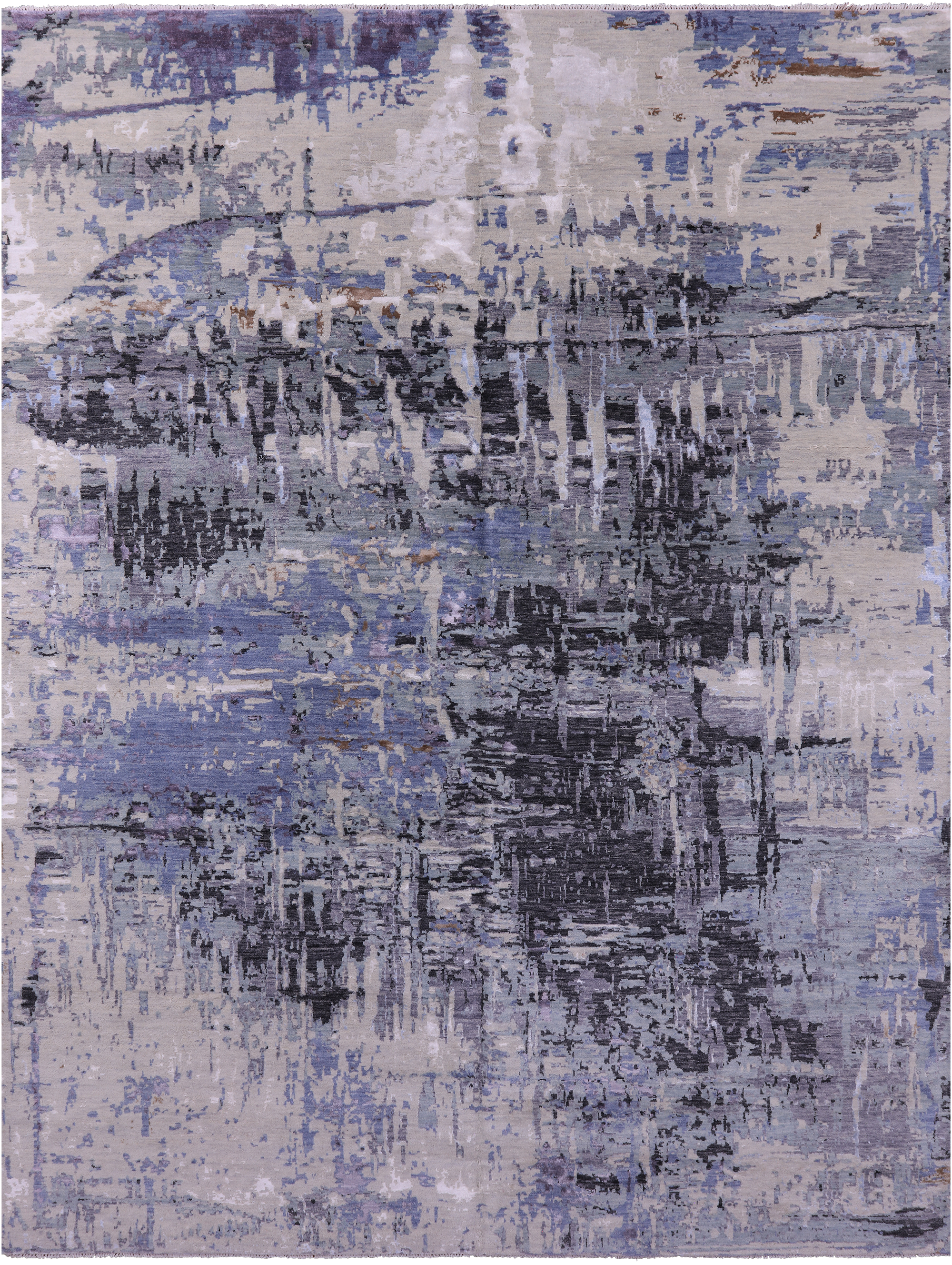 Modern Hand Knotted Wool & Silk Rug - 9' 0" X 11' 11" - Golden Nile