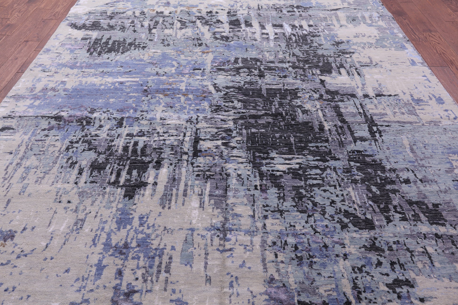 Modern Hand Knotted Wool & Silk Rug - 9' 0" X 11' 11" - Golden Nile