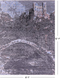 Castle View Design Modern Hand Knotted Wool & Silk Rug - 9' 1" X 12' 1" - Golden Nile