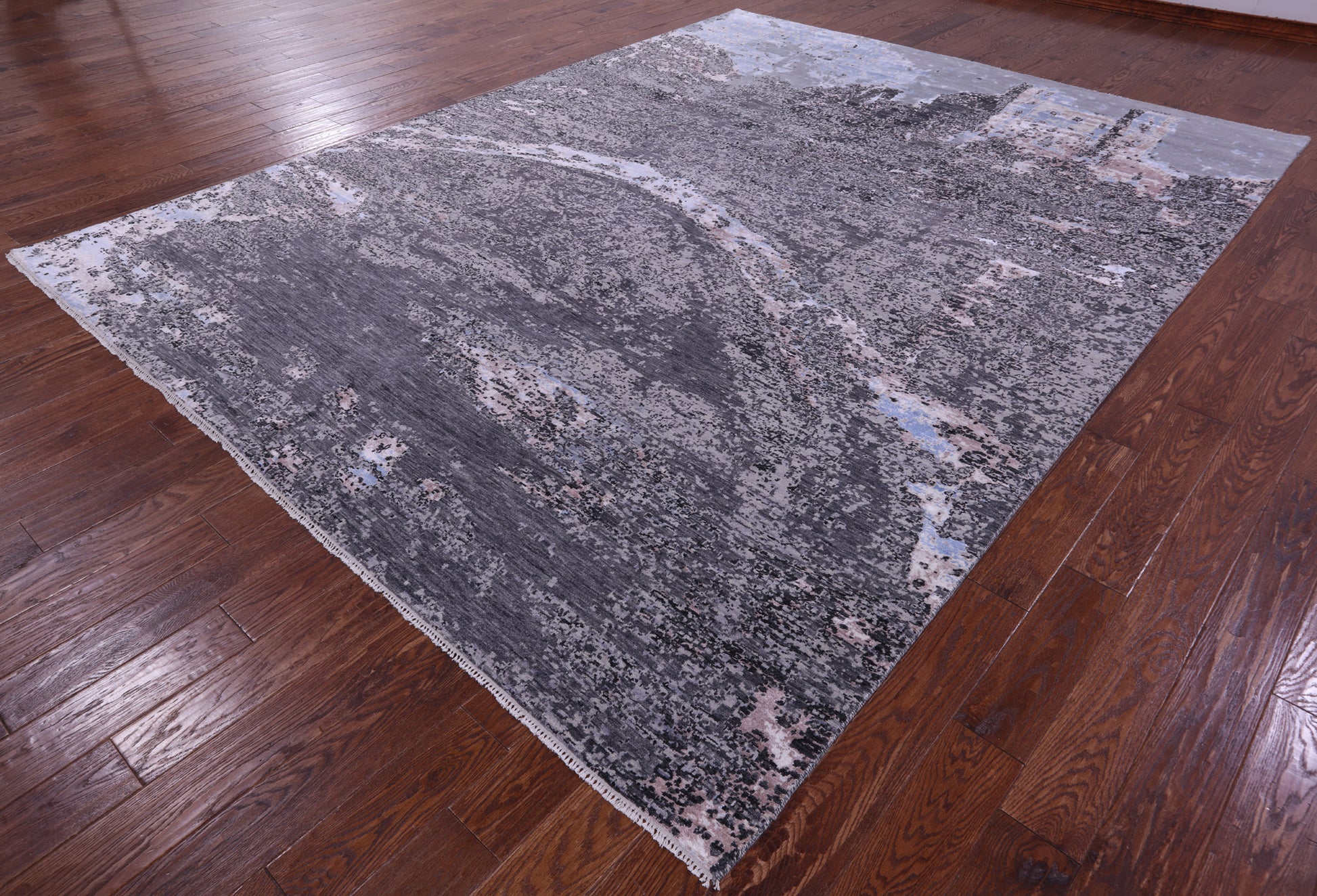 Castle View Design Modern Hand Knotted Wool & Silk Rug - 9' 1" X 12' 1" - Golden Nile