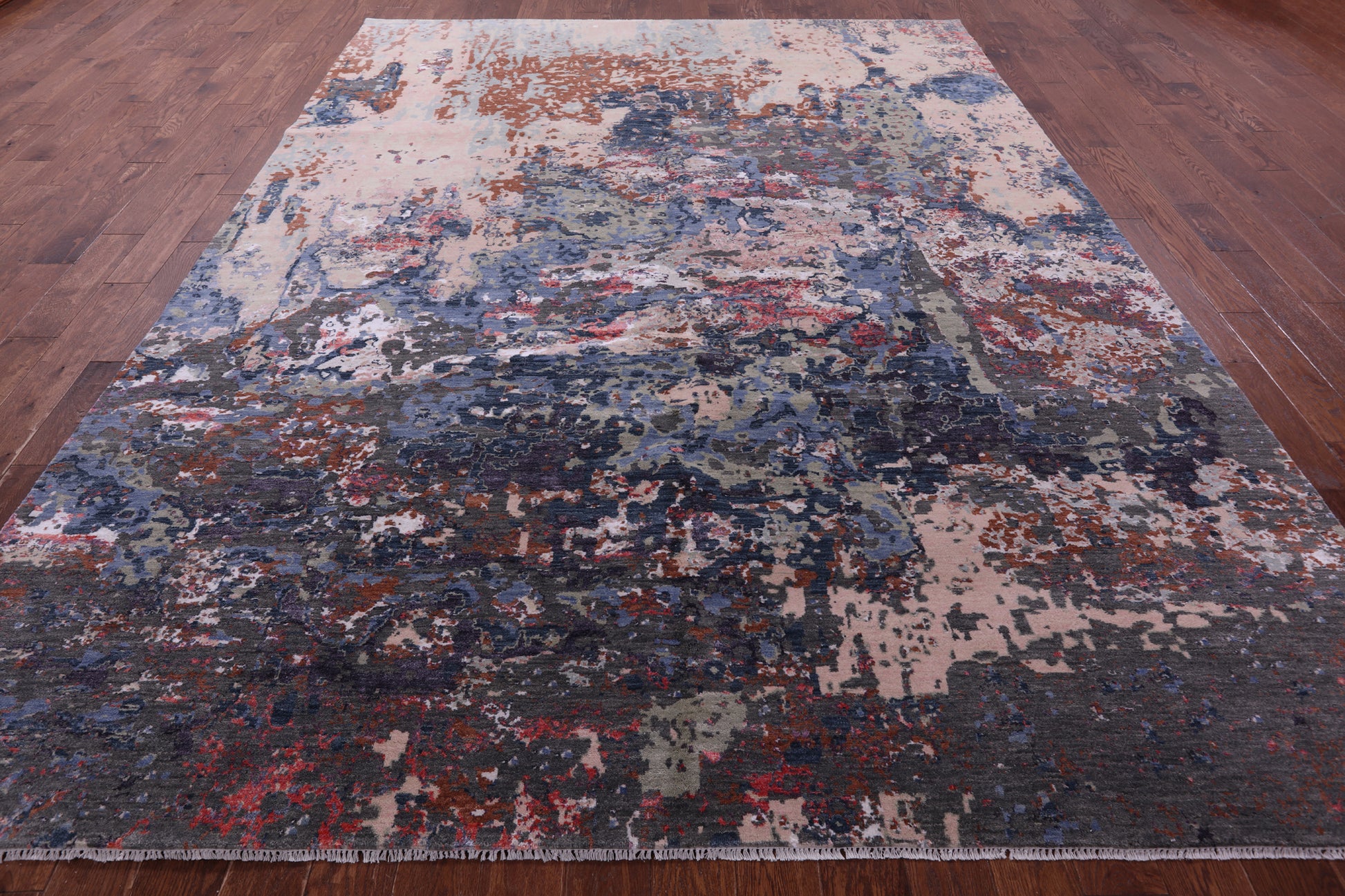 Modern Hand Knotted Wool & Silk Rug - 9' 0" X 11' 11" - Golden Nile
