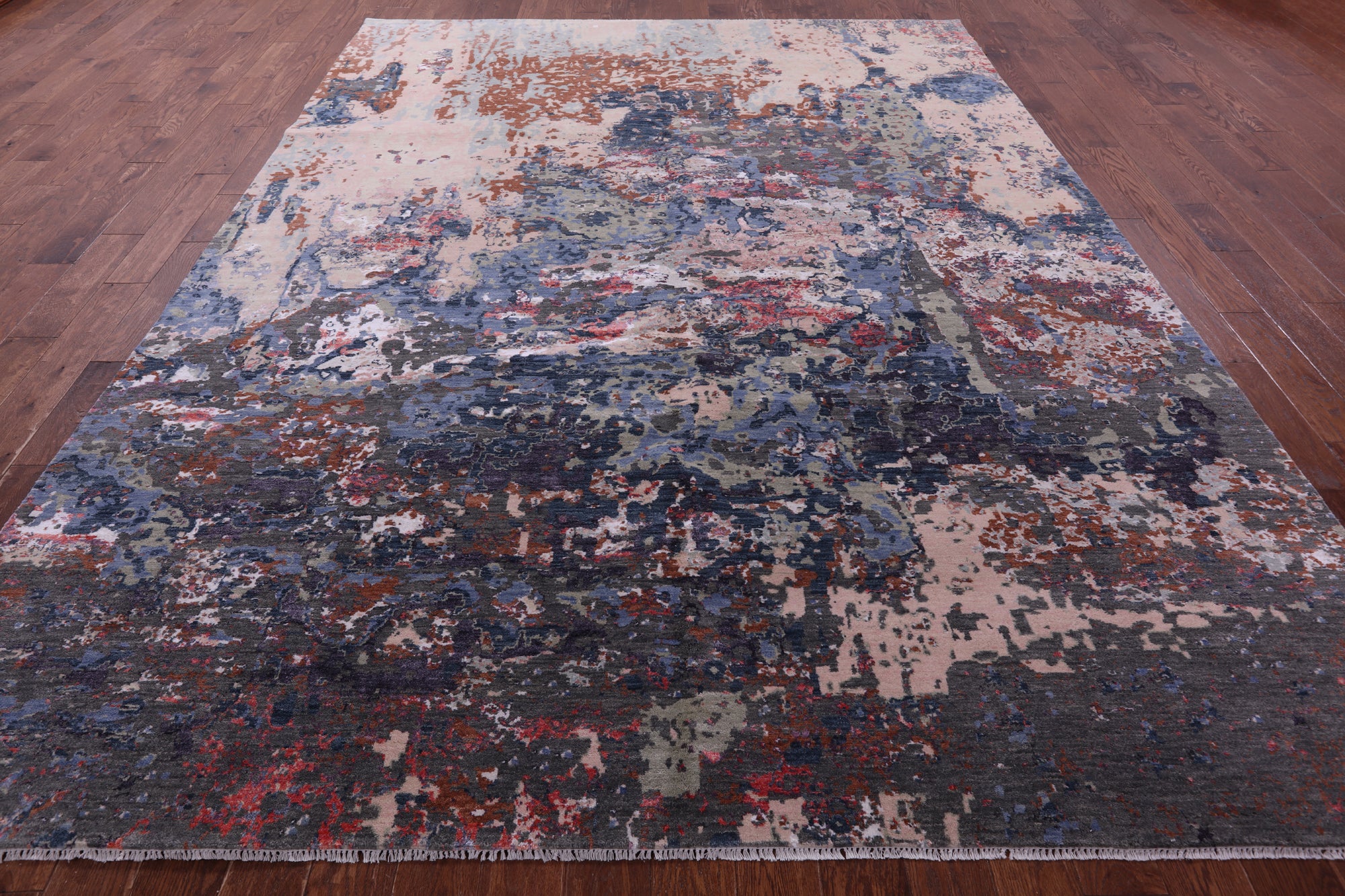Modern Hand Knotted Wool & Silk Rug - 9' 0" X 11' 11" - Golden Nile