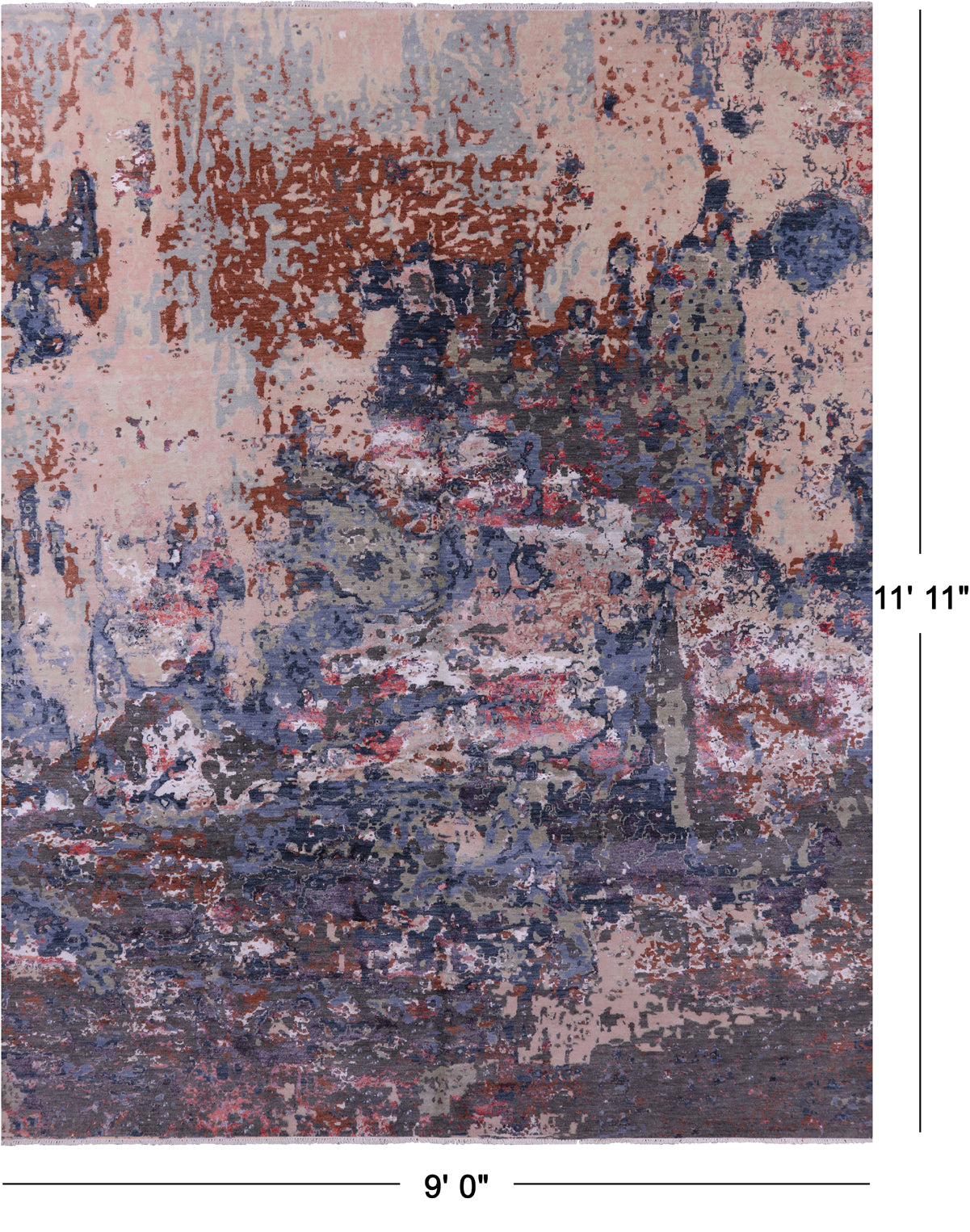 Modern Hand Knotted Wool & Silk Rug - 9' 0" X 11' 11" - Golden Nile