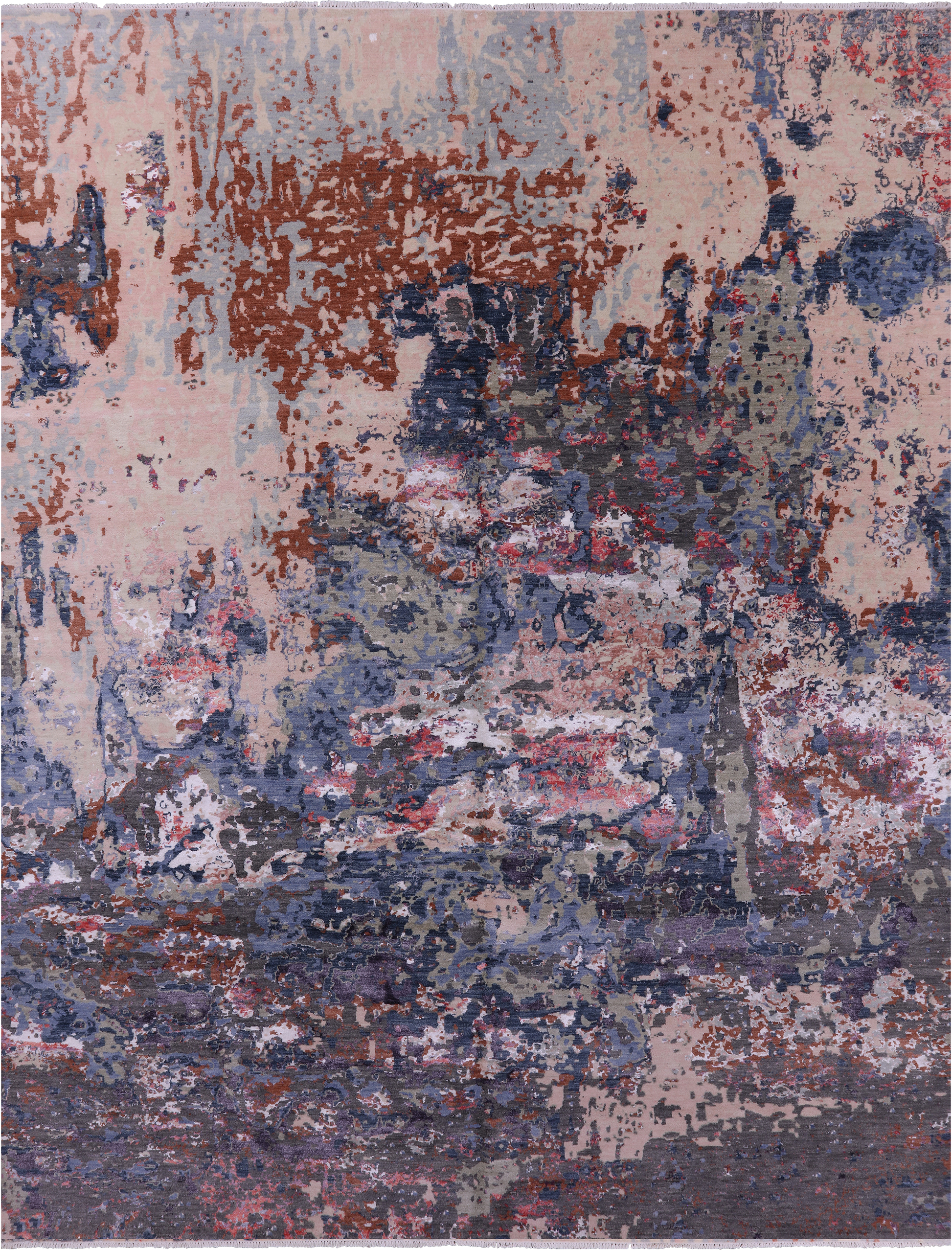 Modern Hand Knotted Wool & Silk Rug - 9' 0" X 11' 11" - Golden Nile