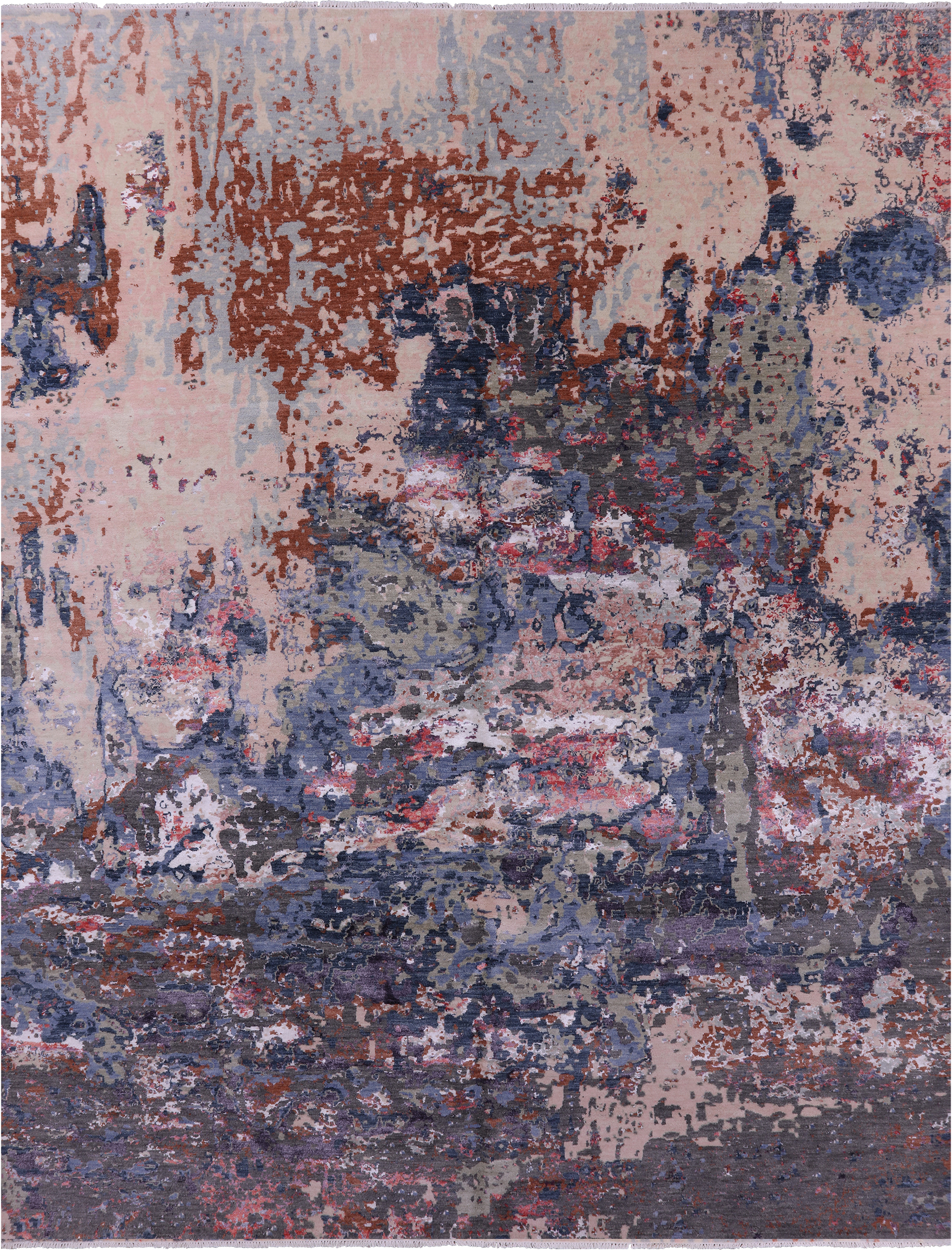 Modern Hand Knotted Wool & Silk Rug - 9' 0" X 11' 11" - Golden Nile