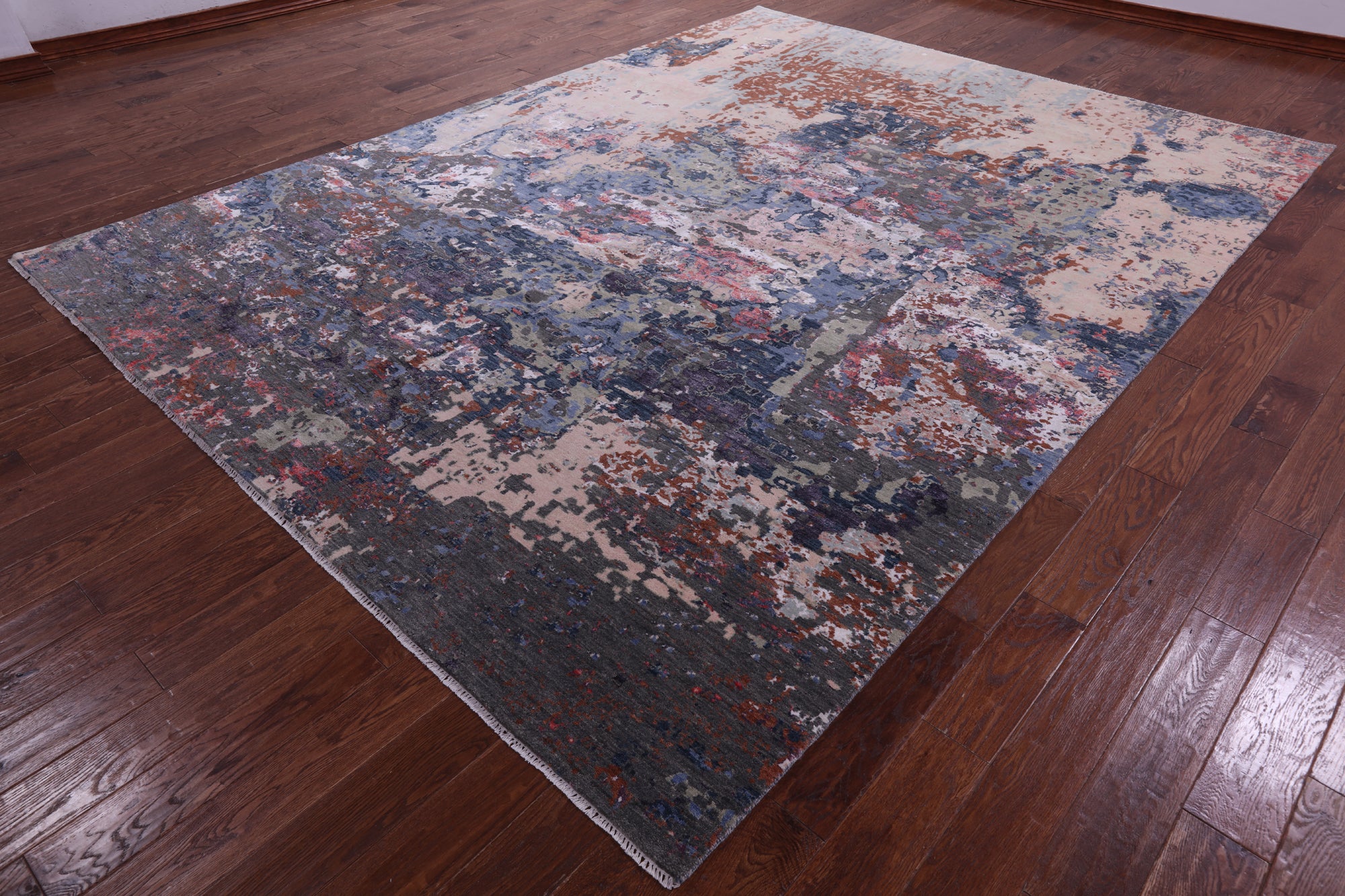 Modern Hand Knotted Wool & Silk Rug - 9' 0" X 11' 11" - Golden Nile