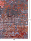 Modern Hand Knotted Wool & Silk Rug - 9' 0" X 12' 1" - Golden Nile