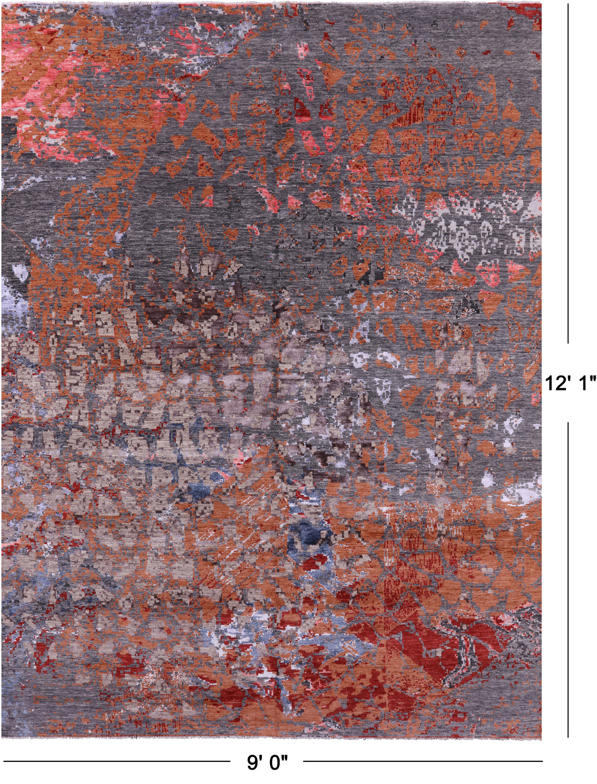 Modern Hand Knotted Wool & Silk Rug - 9' 0" X 12' 1" - Golden Nile