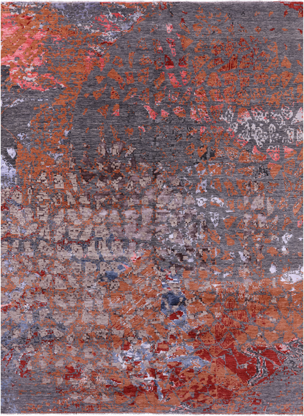 Modern Hand Knotted Wool & Silk Rug - 9' 0" X 12' 1" - Golden Nile