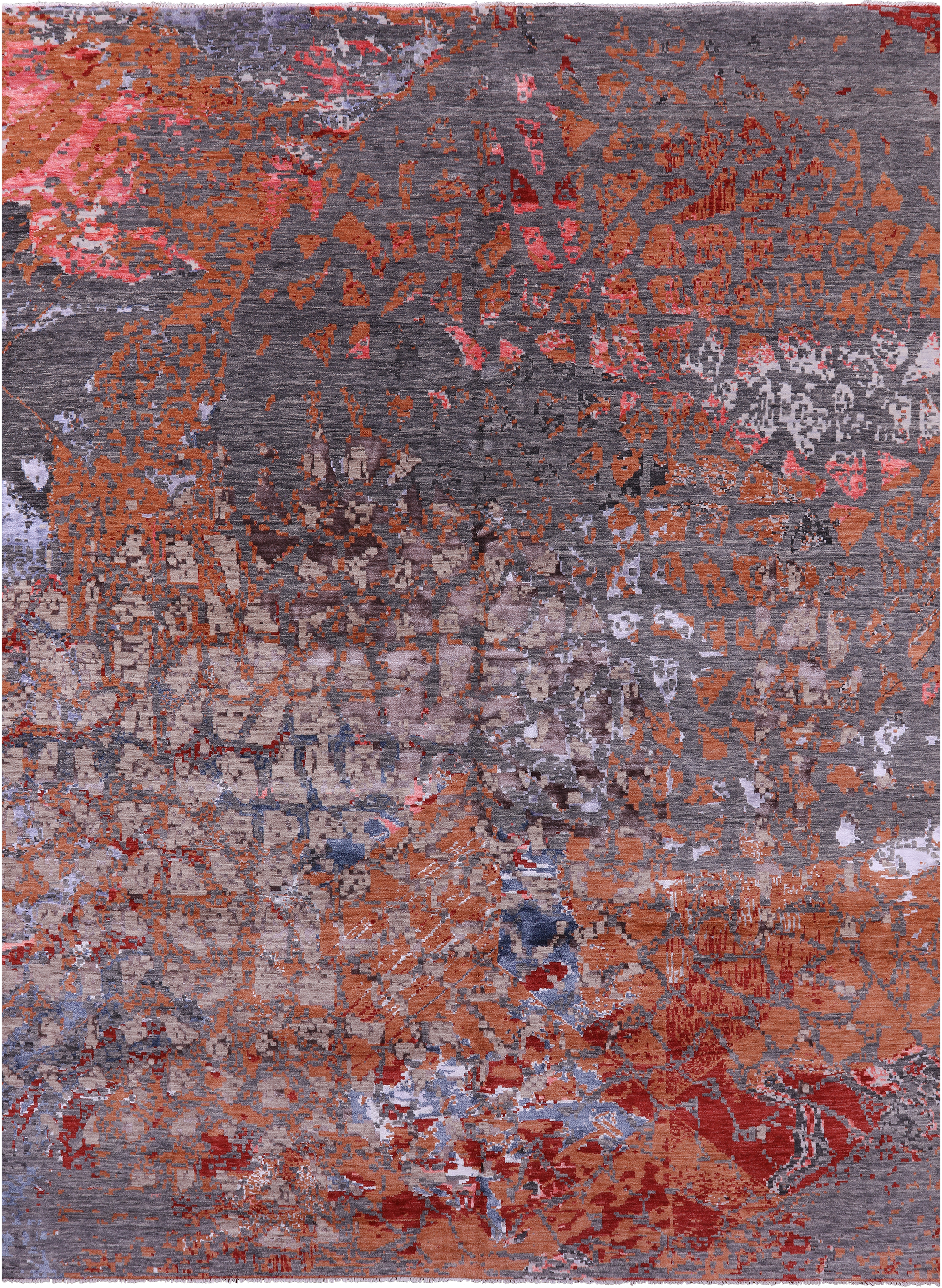 Modern Hand Knotted Wool & Silk Rug - 9' 0" X 12' 1" - Golden Nile
