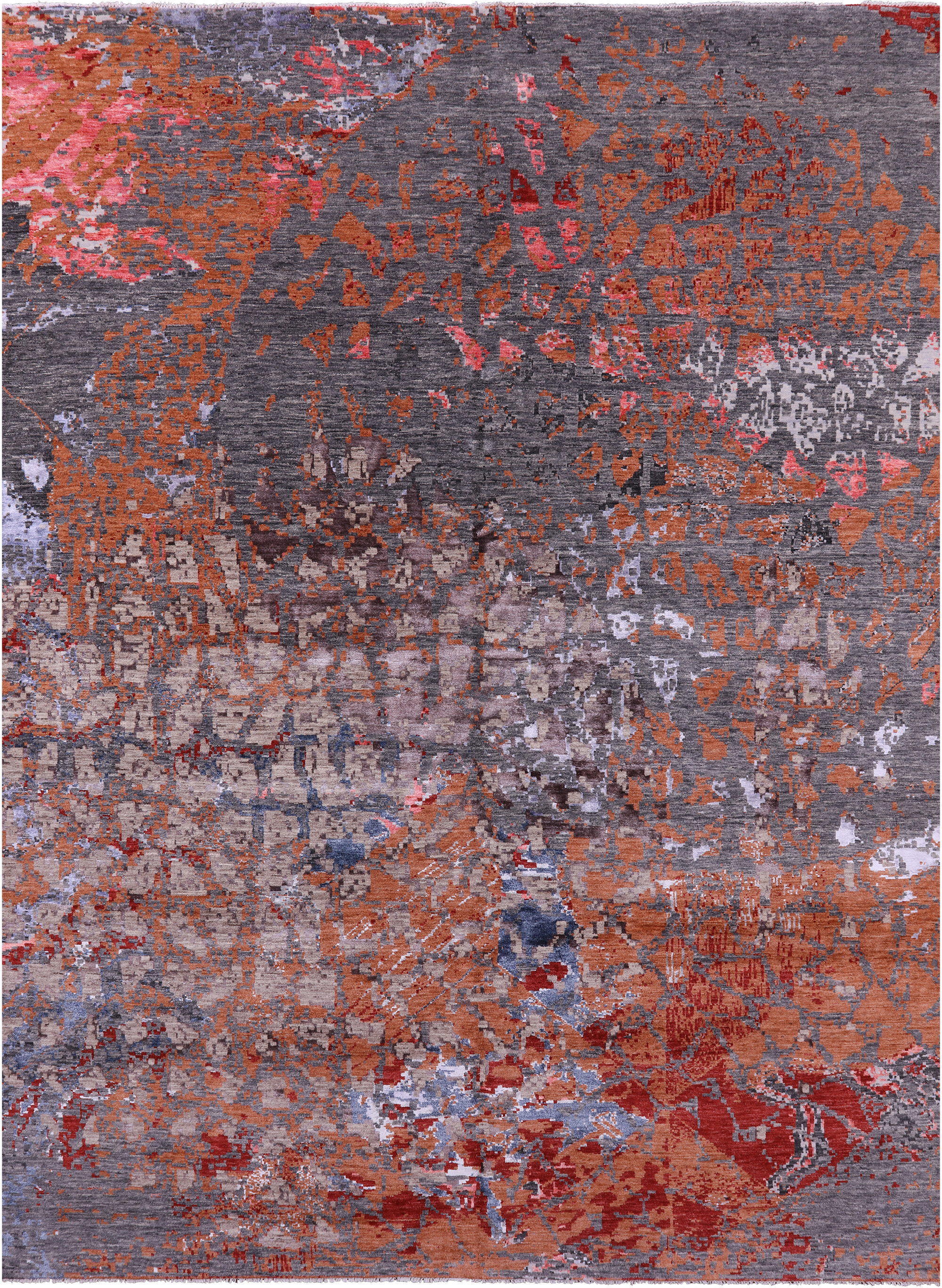 Modern Hand Knotted Wool & Silk Rug - 9' 0" X 12' 1" - Golden Nile