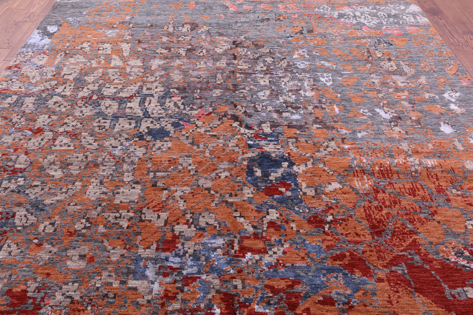 Modern Hand Knotted Wool & Silk Rug - 9' 0" X 12' 1" - Golden Nile