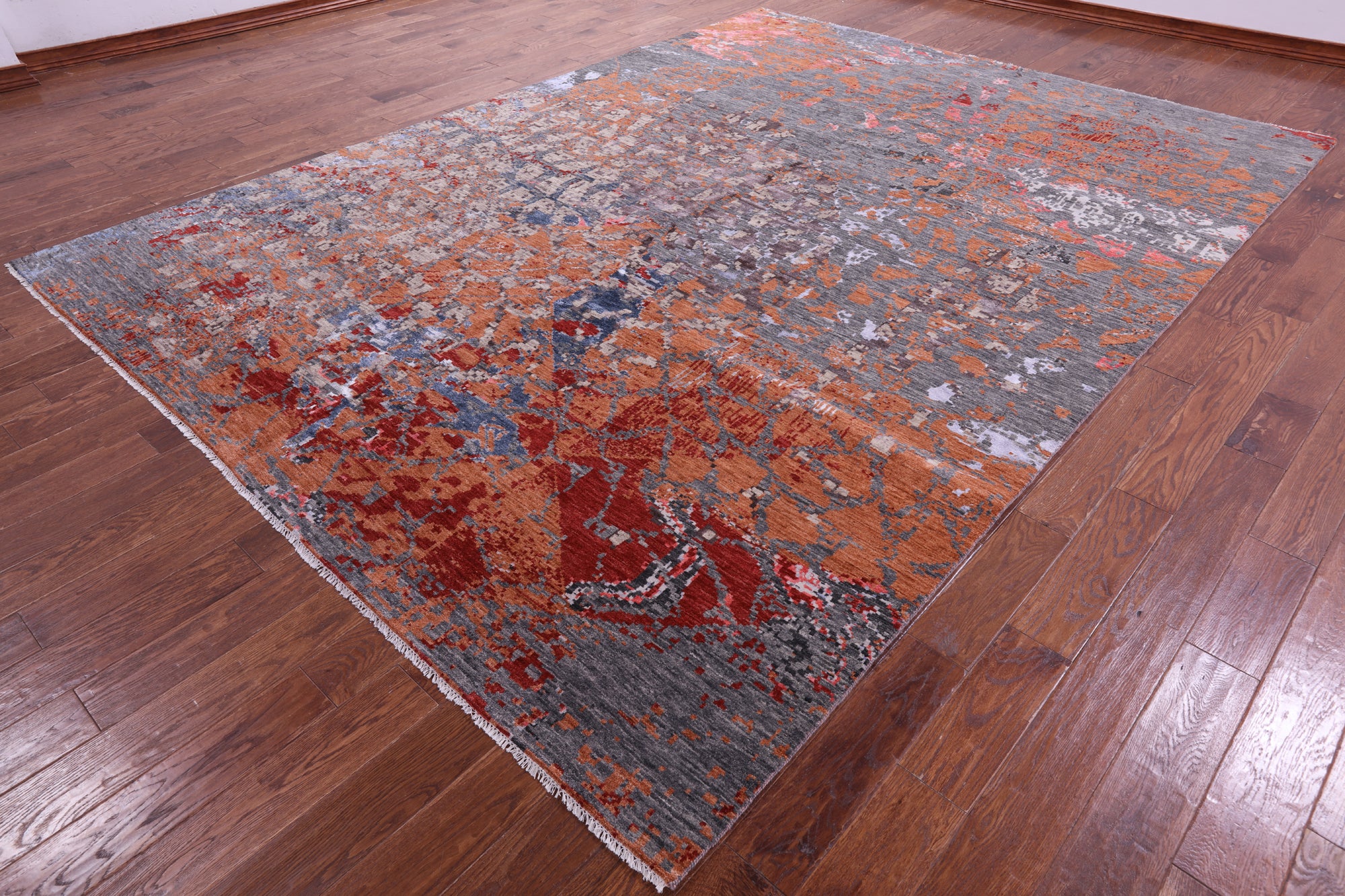 Modern Hand Knotted Wool & Silk Rug - 9' 0" X 12' 1" - Golden Nile