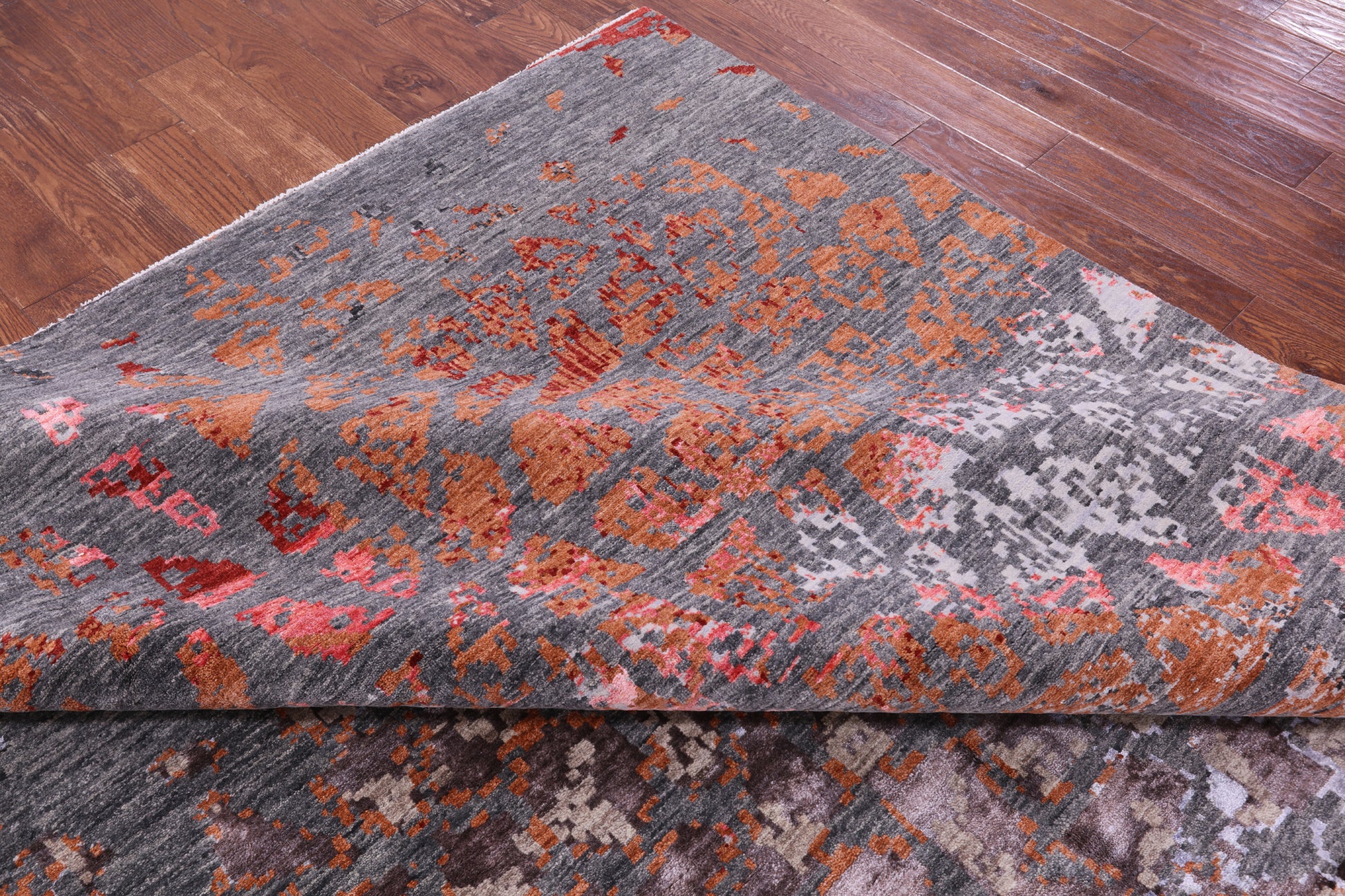 Modern Hand Knotted Wool & Silk Rug - 9' 0" X 12' 1" - Golden Nile