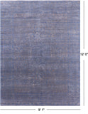 Blue Modern Hand Knotted Wool & Silk Rug - 9' 1" X 12' 0" - Golden Nile