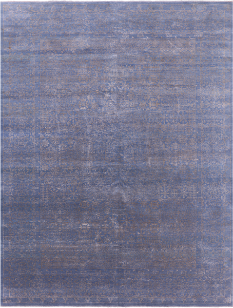 Blue Modern Hand Knotted Wool & Silk Rug - 9' 1" X 12' 0" - Golden Nile